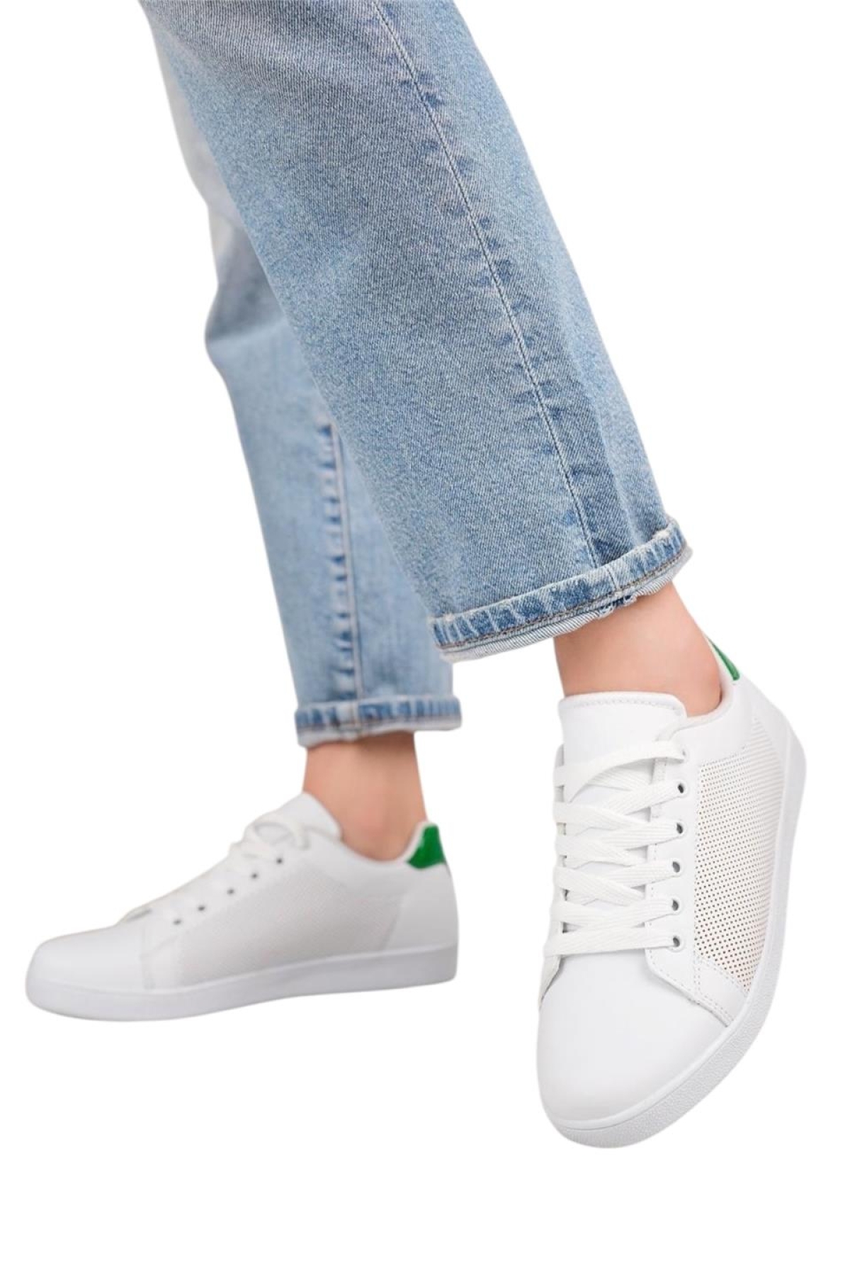 Kadın Spor Sneaker Ayakkabı BEYAZ - YEŞİL - Görsel 4