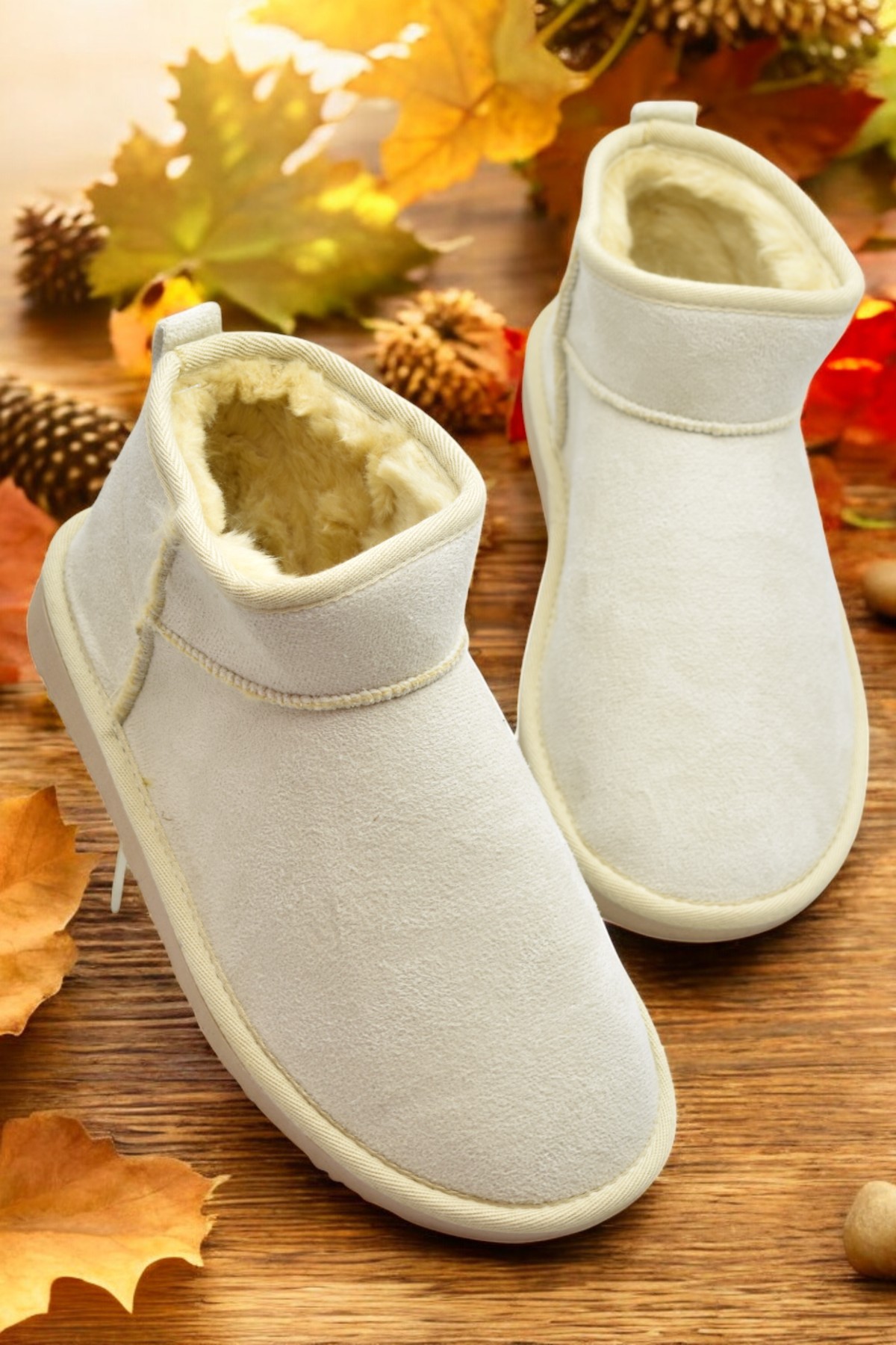 389 Günlük Kadın Bot Ayakkabı Kışlık Kürklü Sade Düz Kadın Bot - Görsel 2