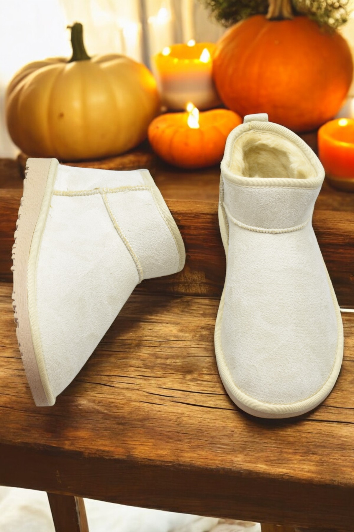 389 Günlük Kadın Bot Ayakkabı Kışlık Kürklü Sade Düz Kadın Bot - Görsel 4