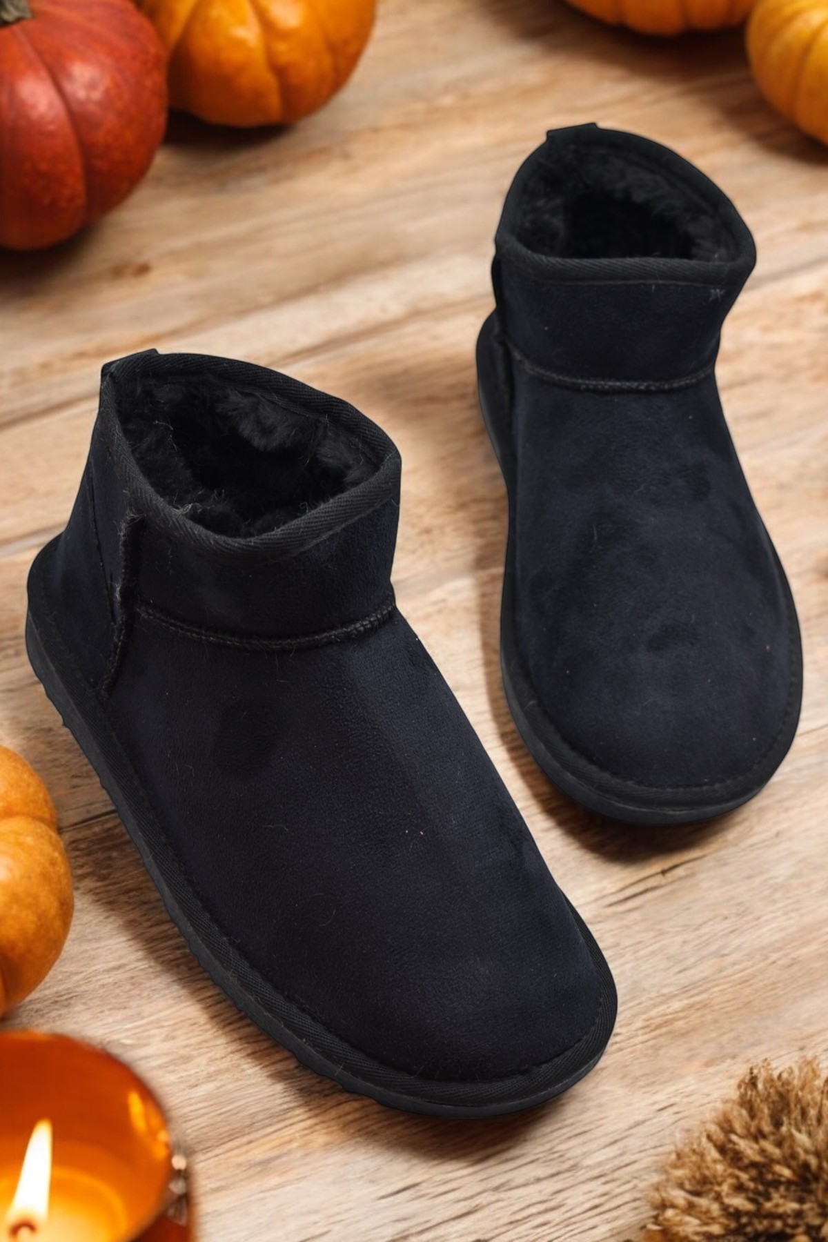 389 Günlük Kadın Bot Ayakkabı Kışlık Kürklü Sade Düz Kadın Bot - Görsel 2