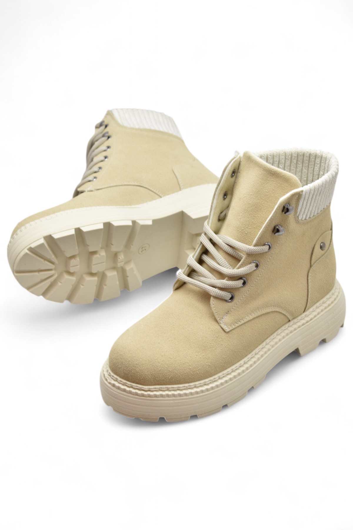 778 Günlük Bağcıklı Fermuarlı Kadın Bot Ayakkabı Kışlık Bayan Bot Nubuk Malzeme - Görsel 3