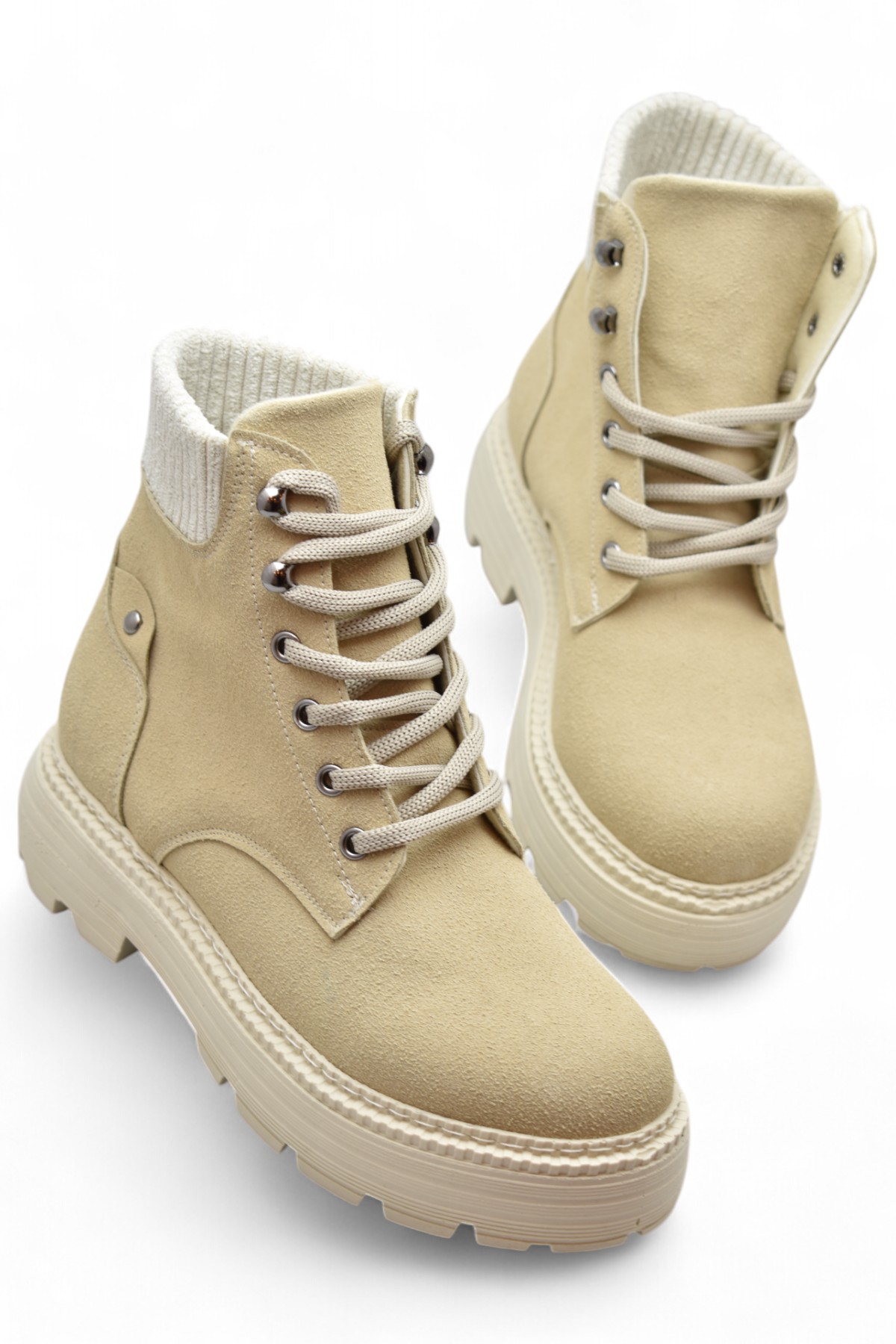 778 Günlük Bağcıklı Fermuarlı Kadın Bot Ayakkabı Kışlık Bayan Bot Nubuk Malzeme - Görsel 5