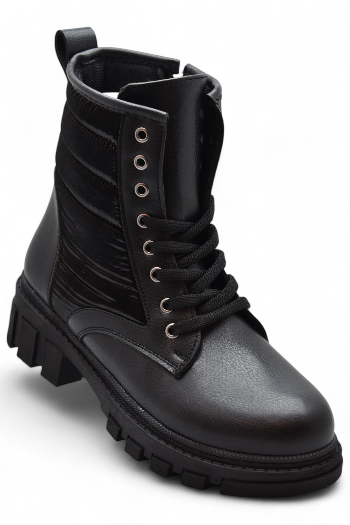 988 Günlük Bağcıklı Fermuarlı Siyah Kadın Bot Ayakkabı Kışlık Bayan Bot - Görsel 2