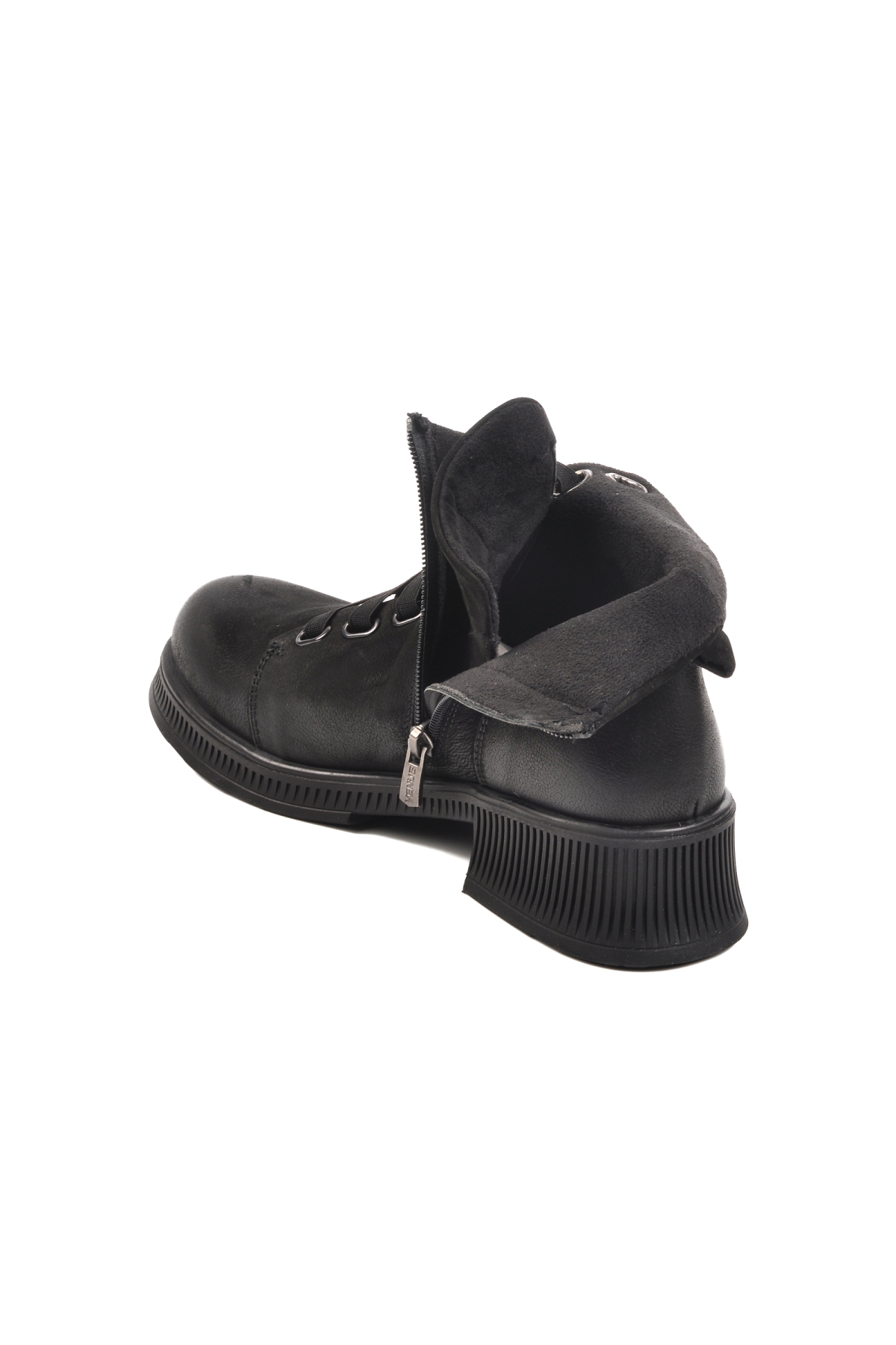 2452701K Siyah Nubuk İçi Polarlı Hakiki Deri Kadın Bot - Görsel 5