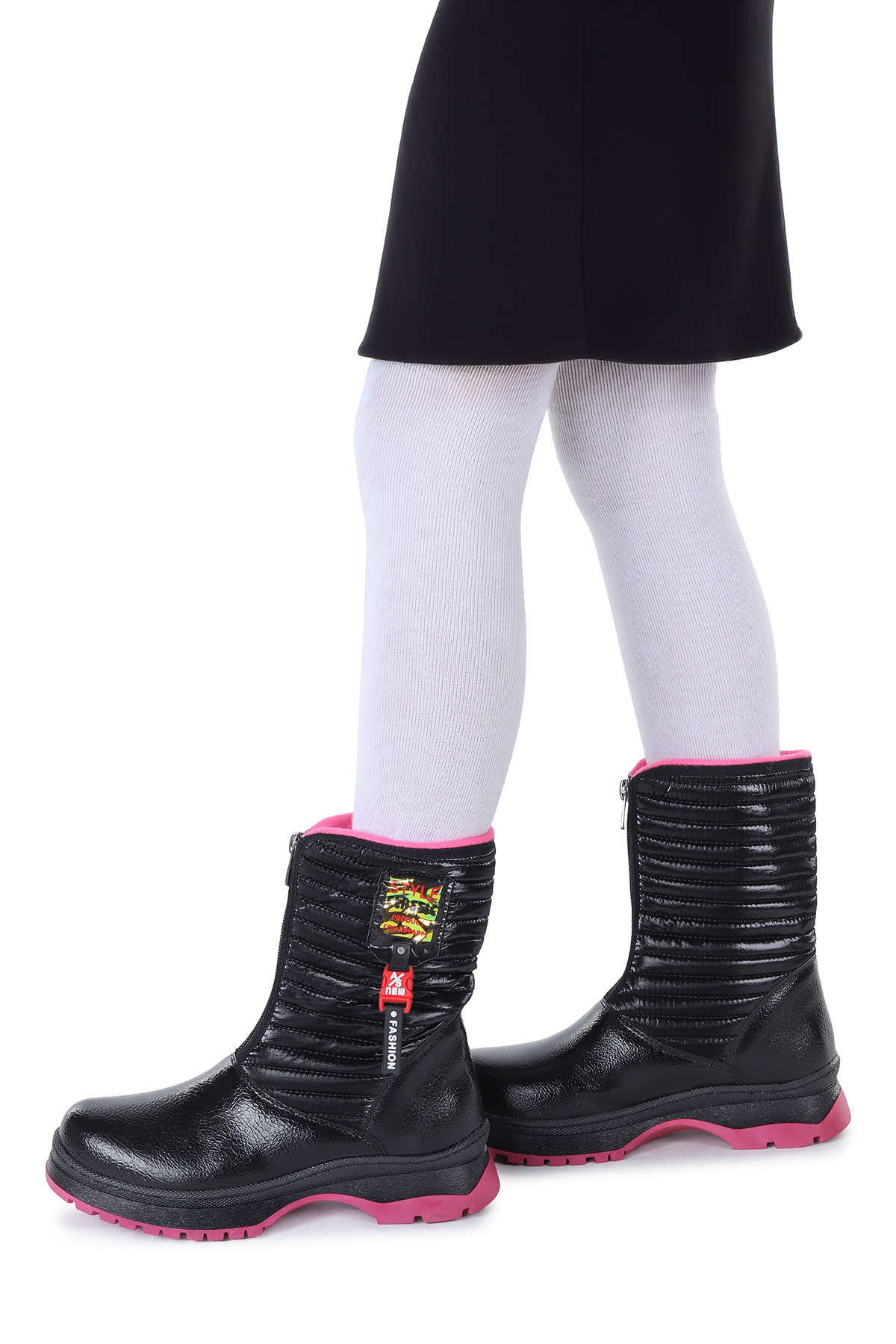 Mesan Çatlak Fermuarlı Günlük Kız Çocuk Bot Ayakkabı Siyah - Görsel 3