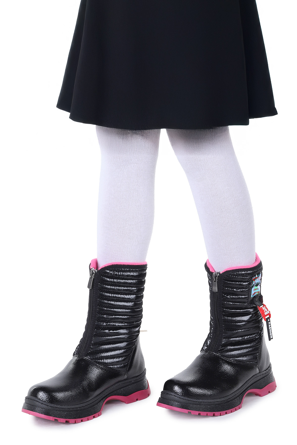 Mesan Çatlak Fermuarlı Günlük Kız Çocuk Bot Ayakkabı Siyah - Görsel 4