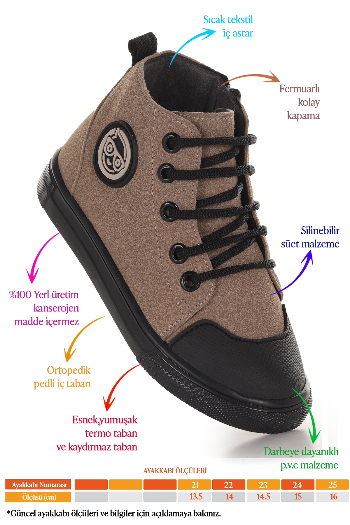 Kai Fermuarlı Erkek Bebek Günlük Bot Ayakkabı Kum - Görsel 3