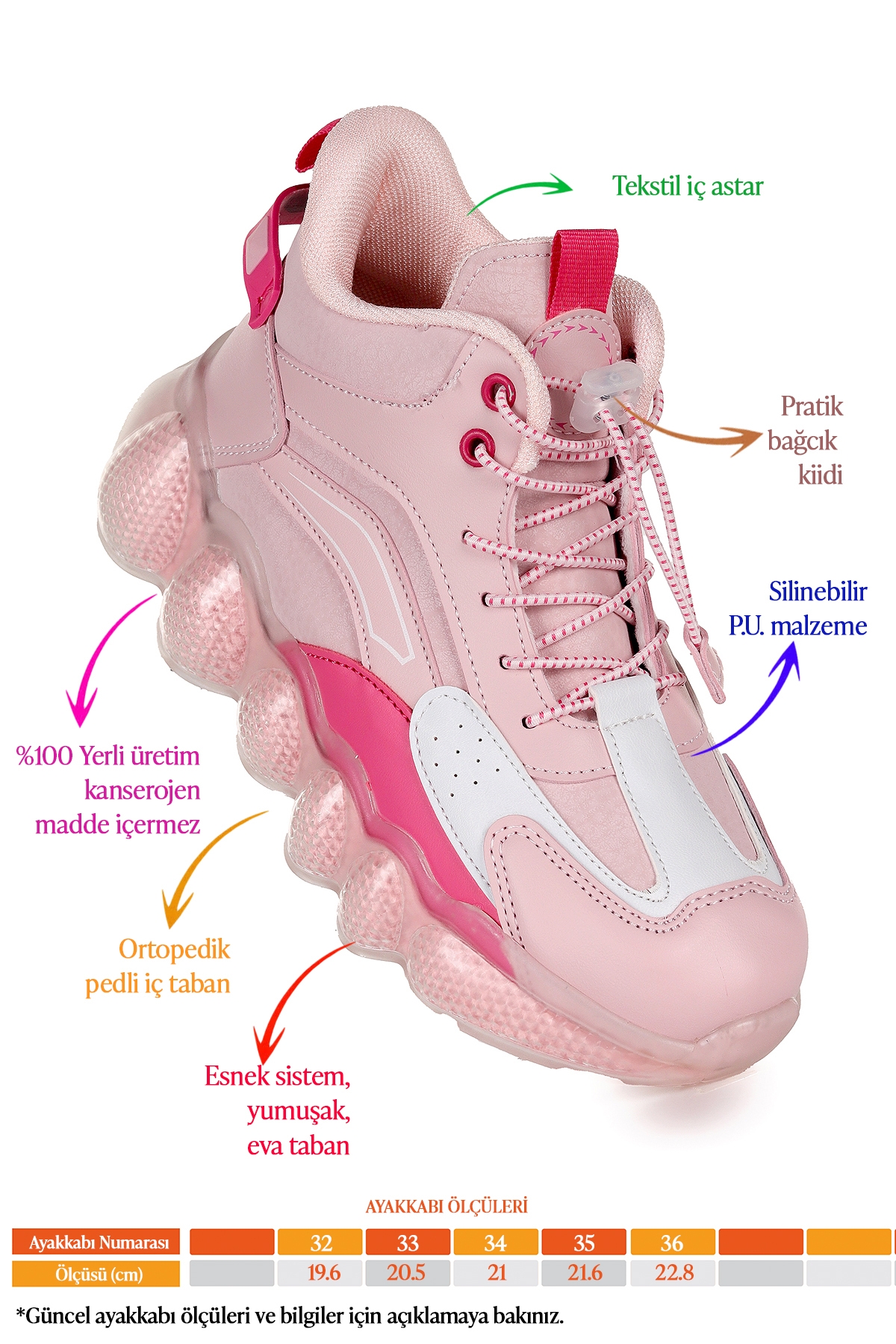 Edi Lastikli Günlük Kız Çocuk Bot Ayakkabı Pudra - Fuşya - Görsel 3