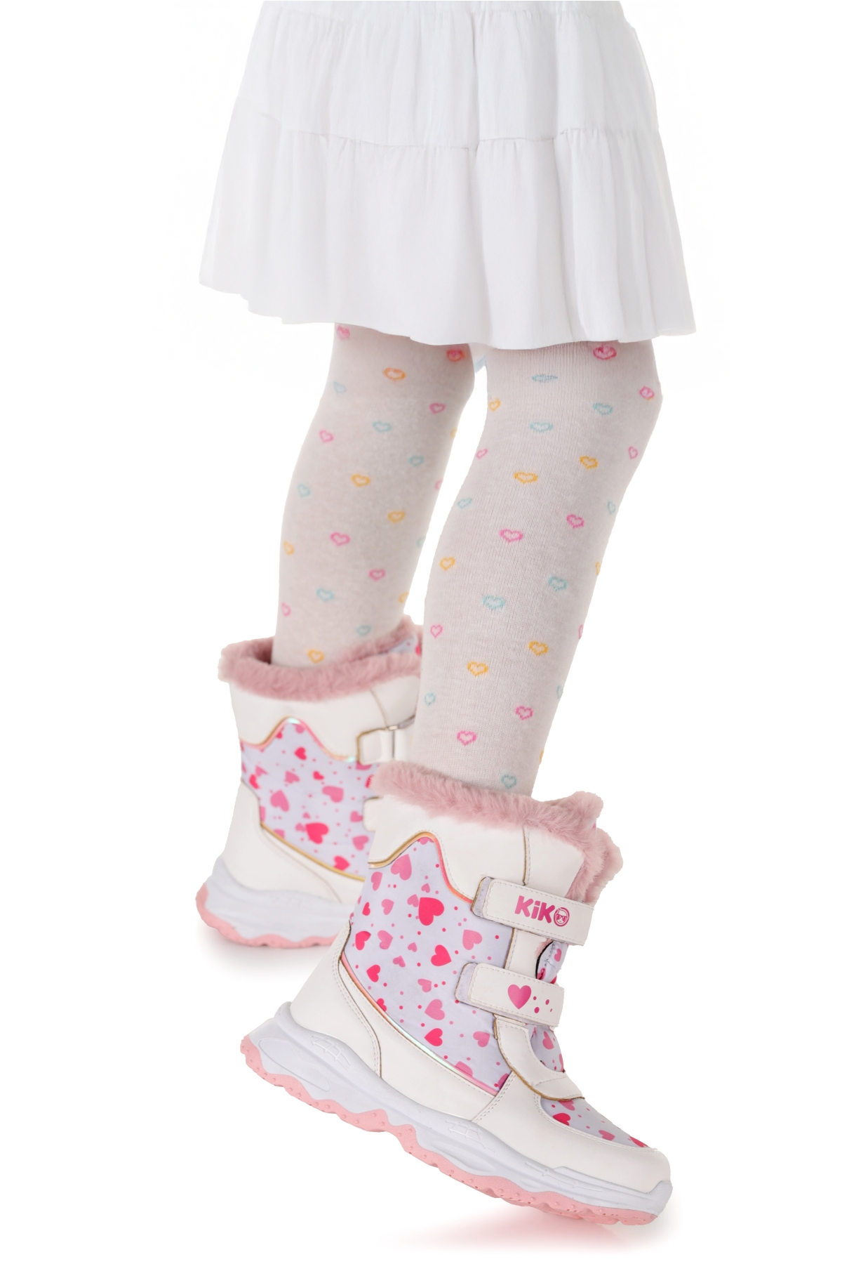 Kartanesi Cırtlı Kız Çocuk Kar Bot Soğuk Suya Dayanıklı Beyaz - Görsel 2