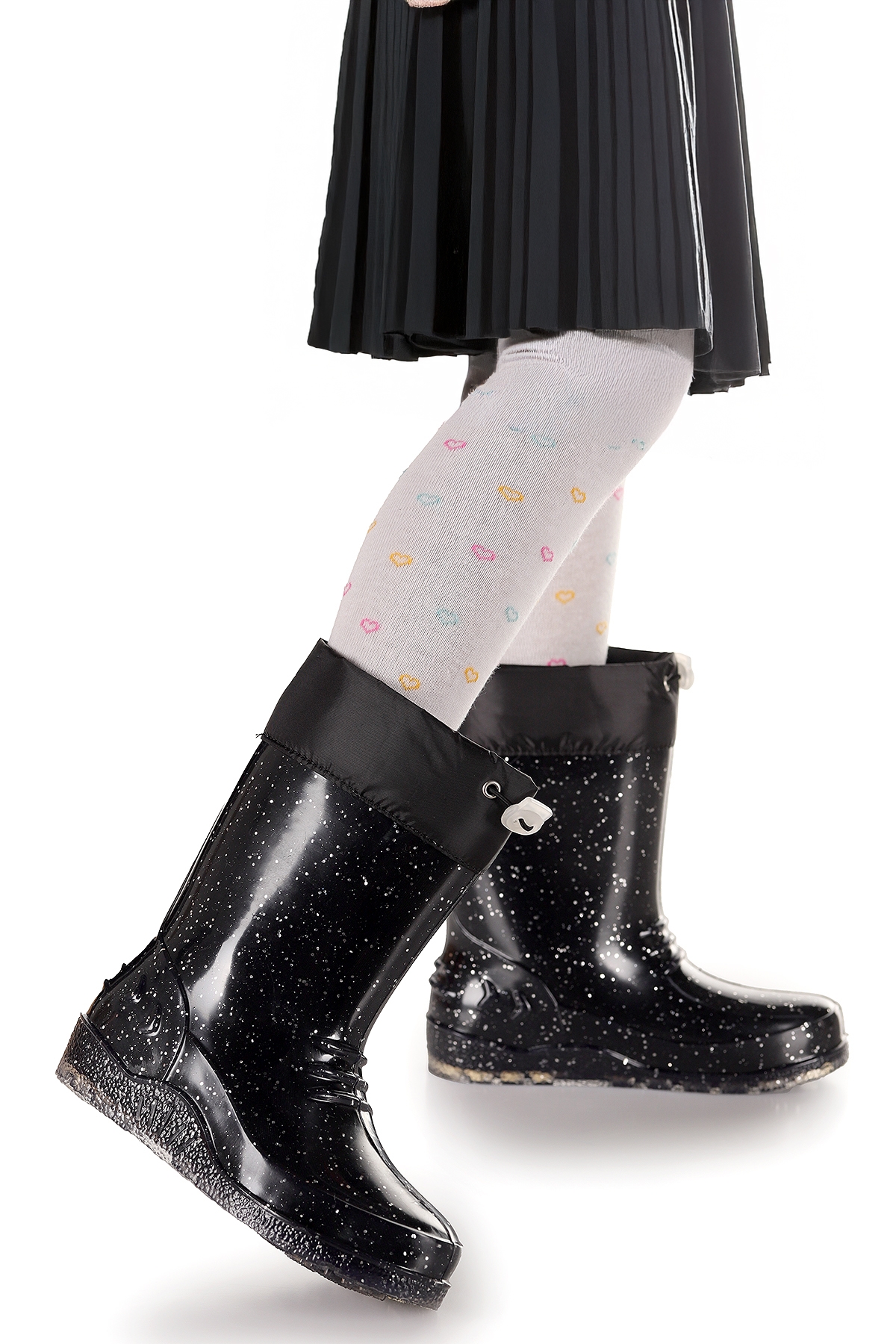 Savana Su Geçirmez Kız Çocuk Yağmur Çizmesi Siyah - Beyaz - Görsel 2