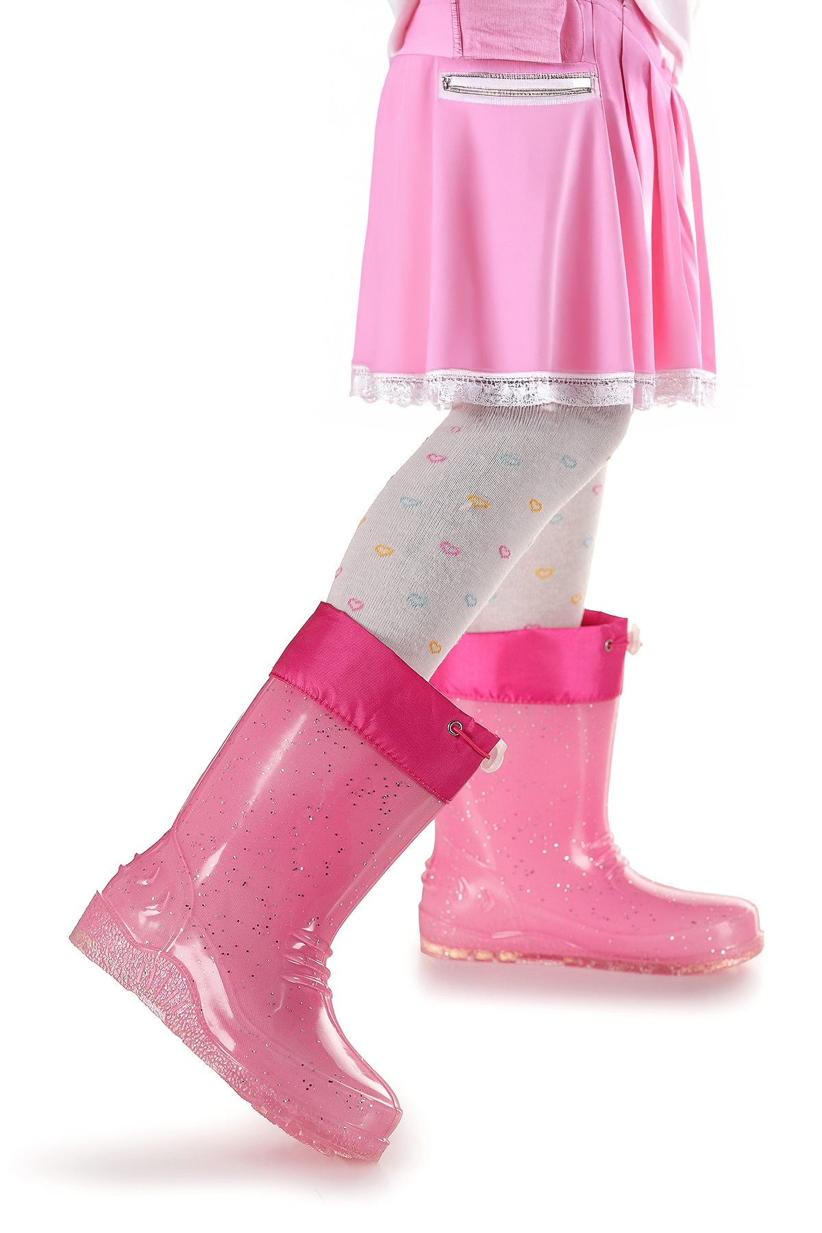 Savana Su Geçirmez Kız Çocuk Yağmur Çizmesi Fuşya - Beyaz - Görsel 2