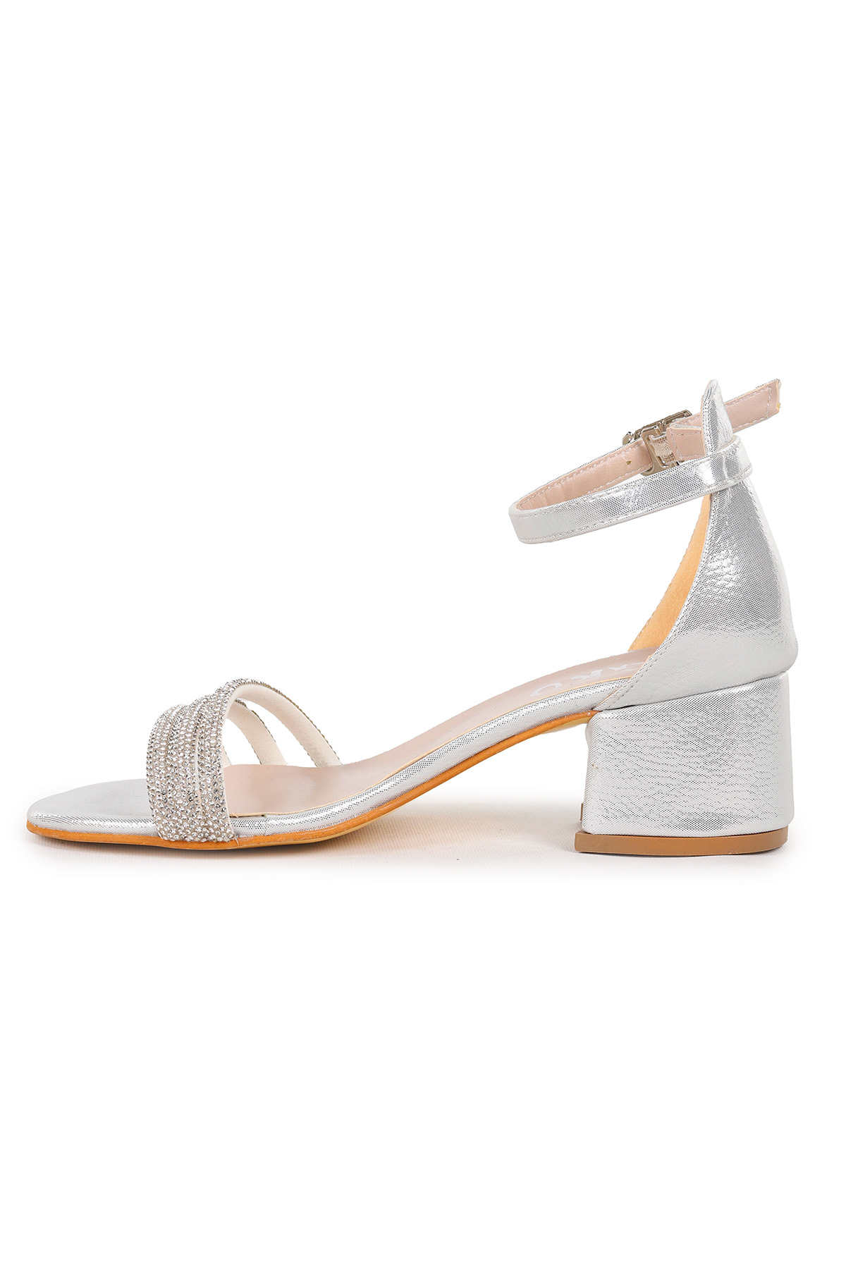 Nobe Günlük Kız Çocuk 4 Cm Topuklu Sandalet Ayakkabı Gümüş - Görsel 5