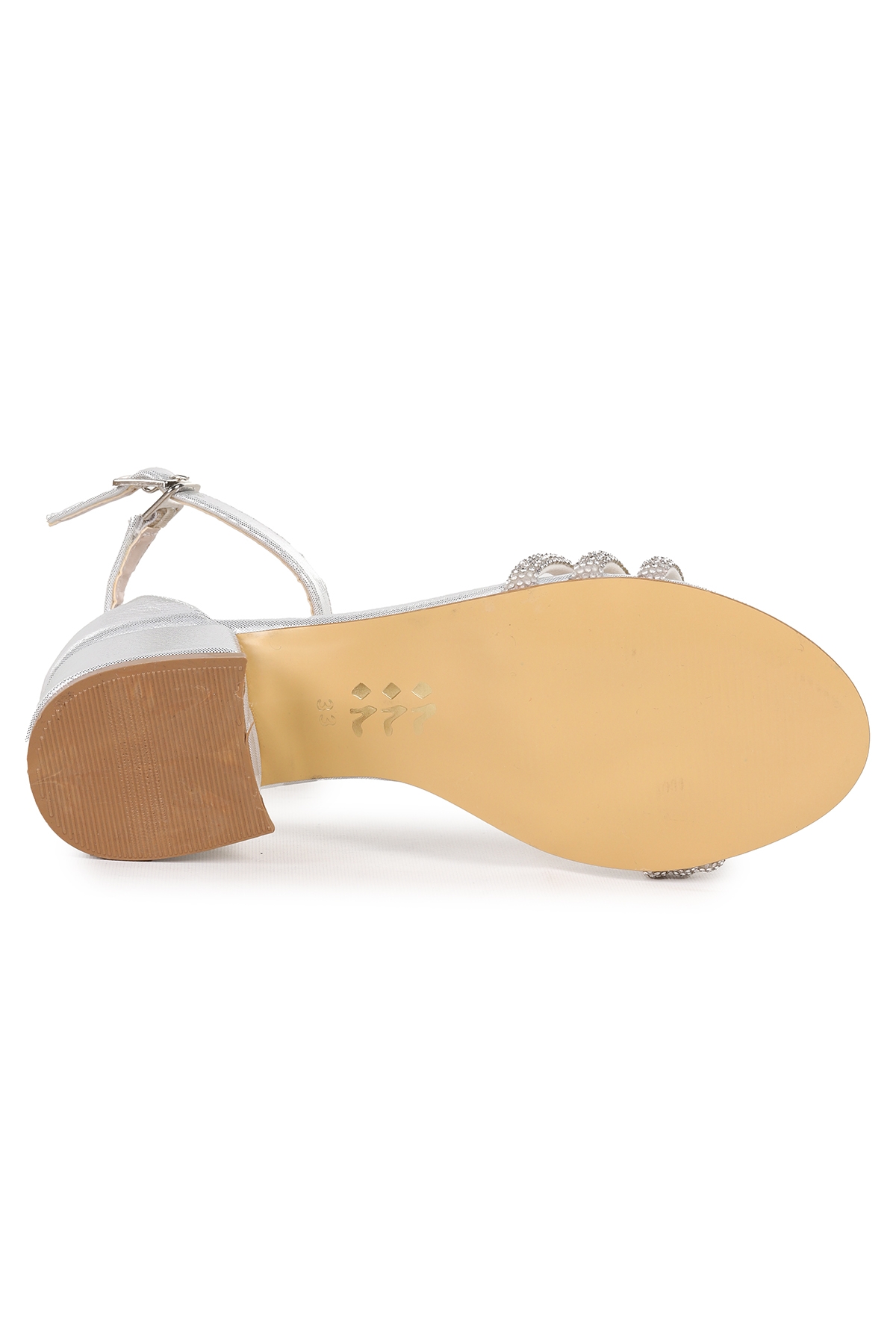 Nobe Günlük Kız Çocuk 4 Cm Topuklu Sandalet Ayakkabı Gümüş - Görsel 7