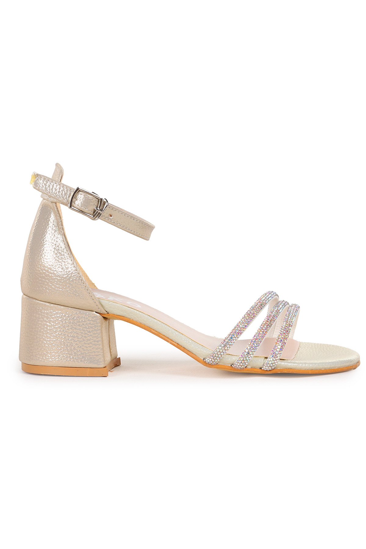 Nobe Günlük Kız Çocuk 4 Cm Topuklu Sandalet Ayakkabı Altın - Görsel 4