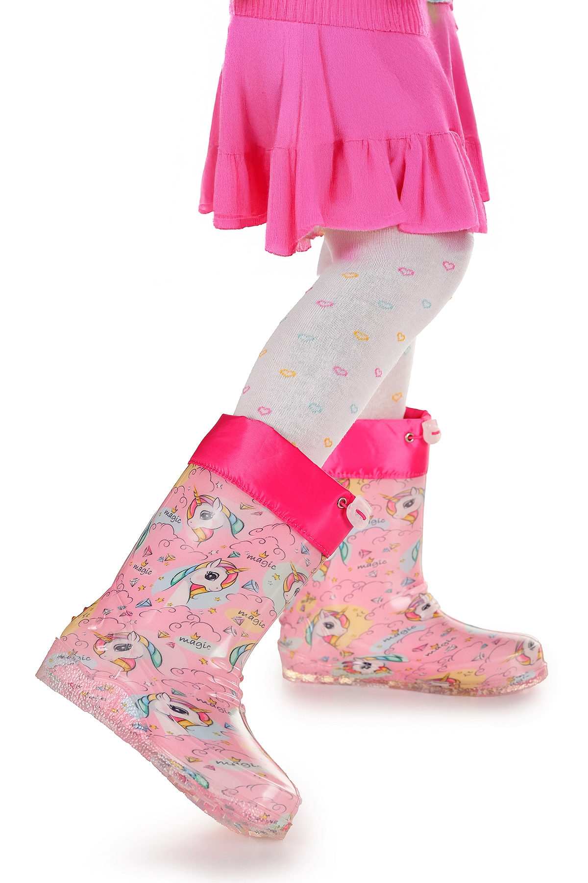 Unicorn Su Geçirmez Kız Çocuk Yağmur Çizmesi Pembe - Turkuaz - Görsel 2