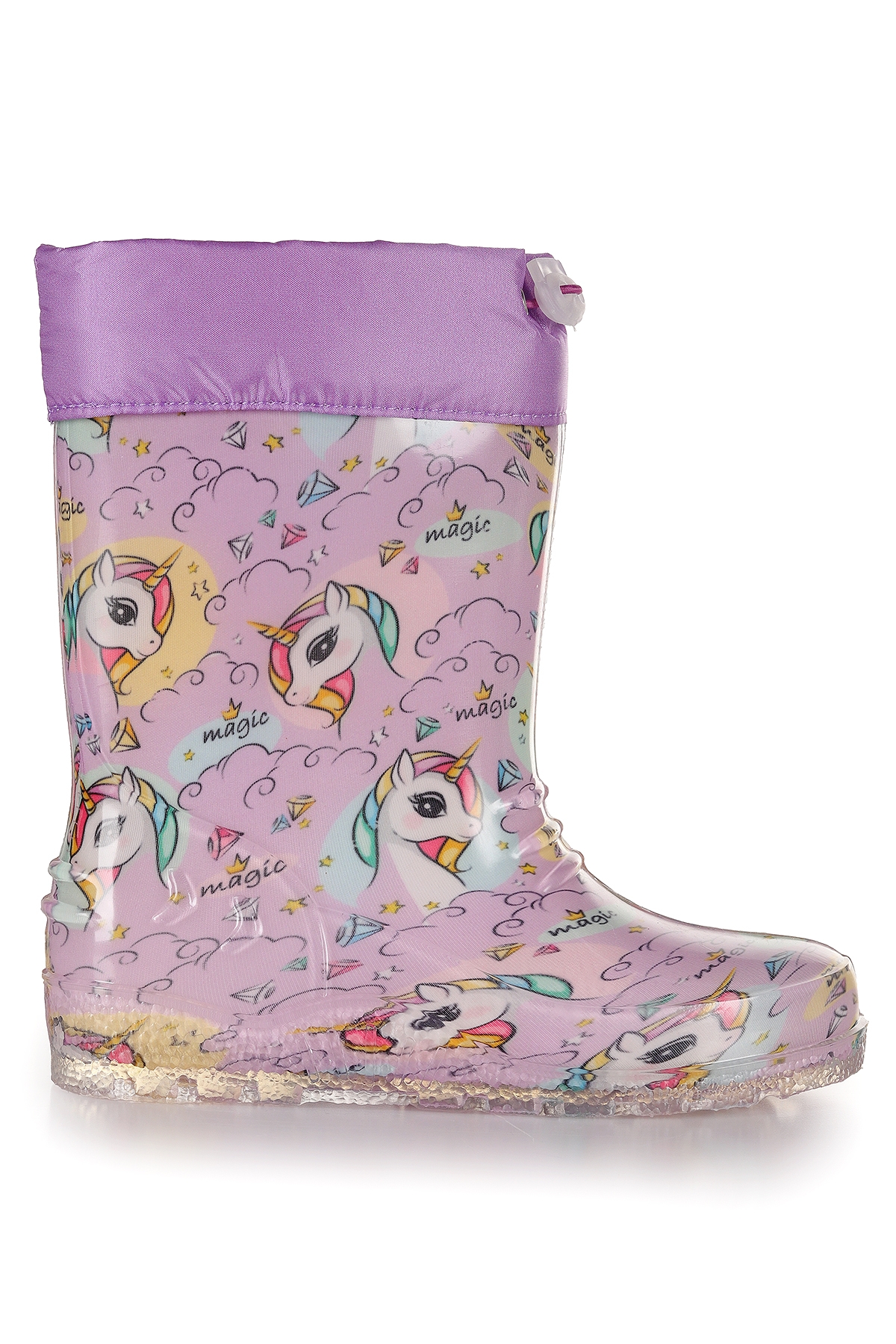 Unicorn Su Geçirmez Kız Çocuk Yağmur Çizmesi Lila - Turkuaz - Görsel 5