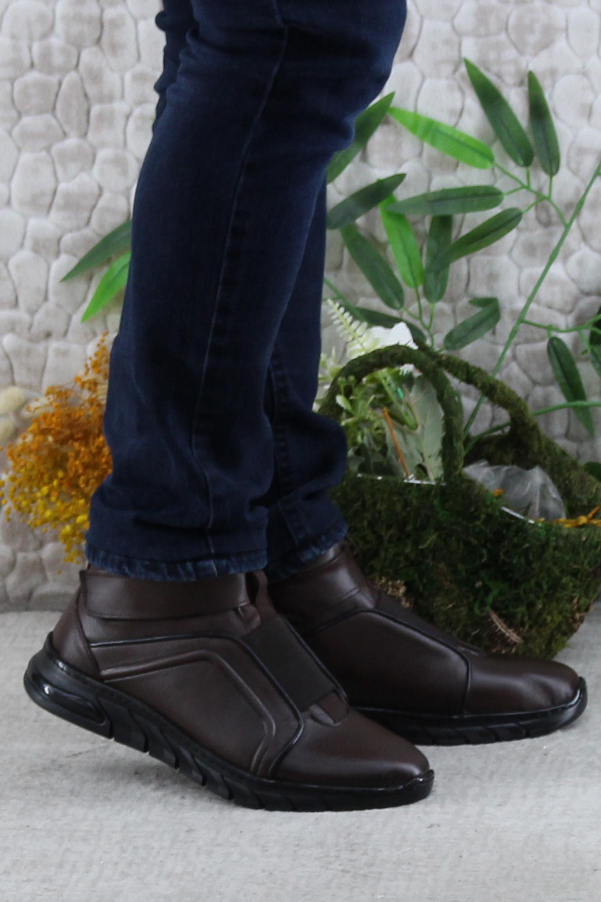 229-1 Kahve Frm Men Çırtlı Kauçuk Taban Hakiki Deri Erkek Bot - Görsel 2