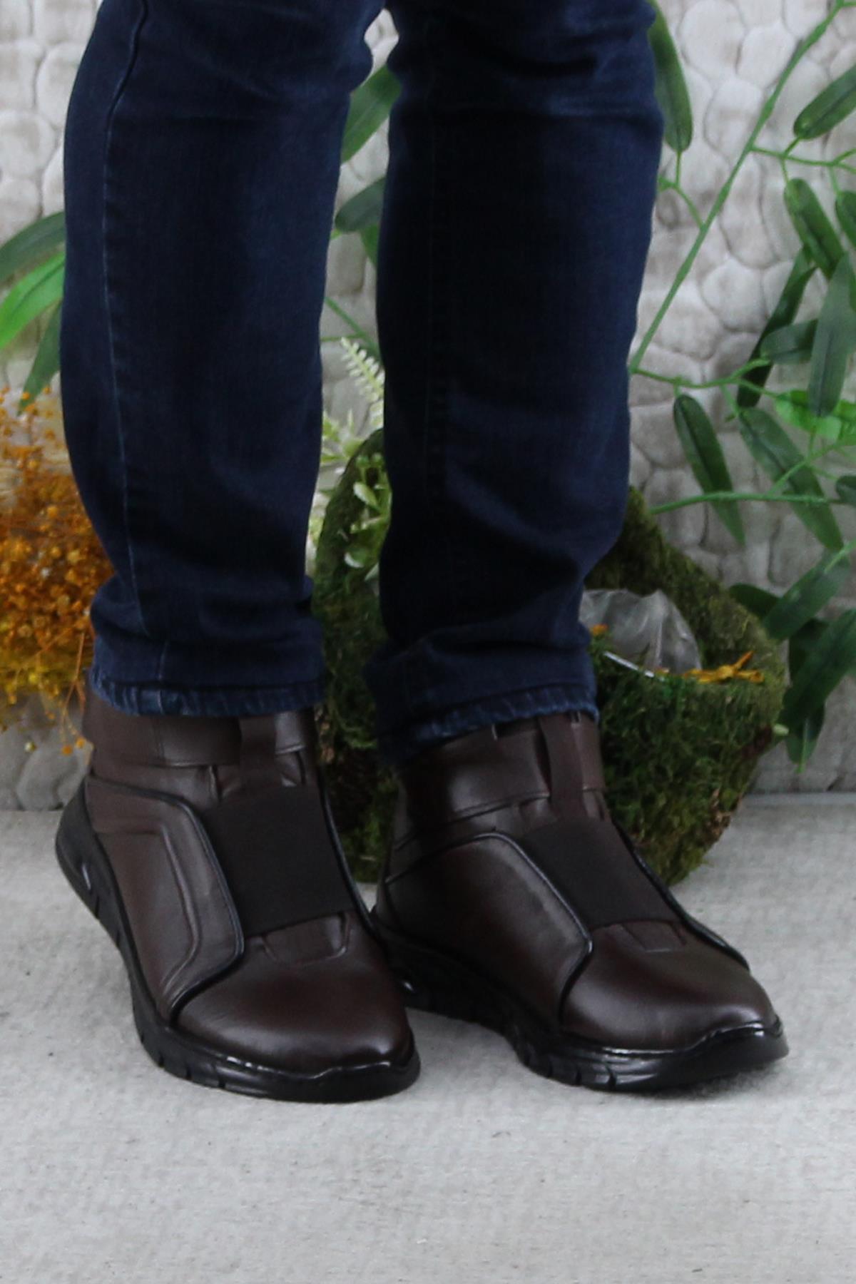 229-1 Kahve Frm Men Çırtlı Kauçuk Taban Hakiki Deri Erkek Bot - Görsel 3