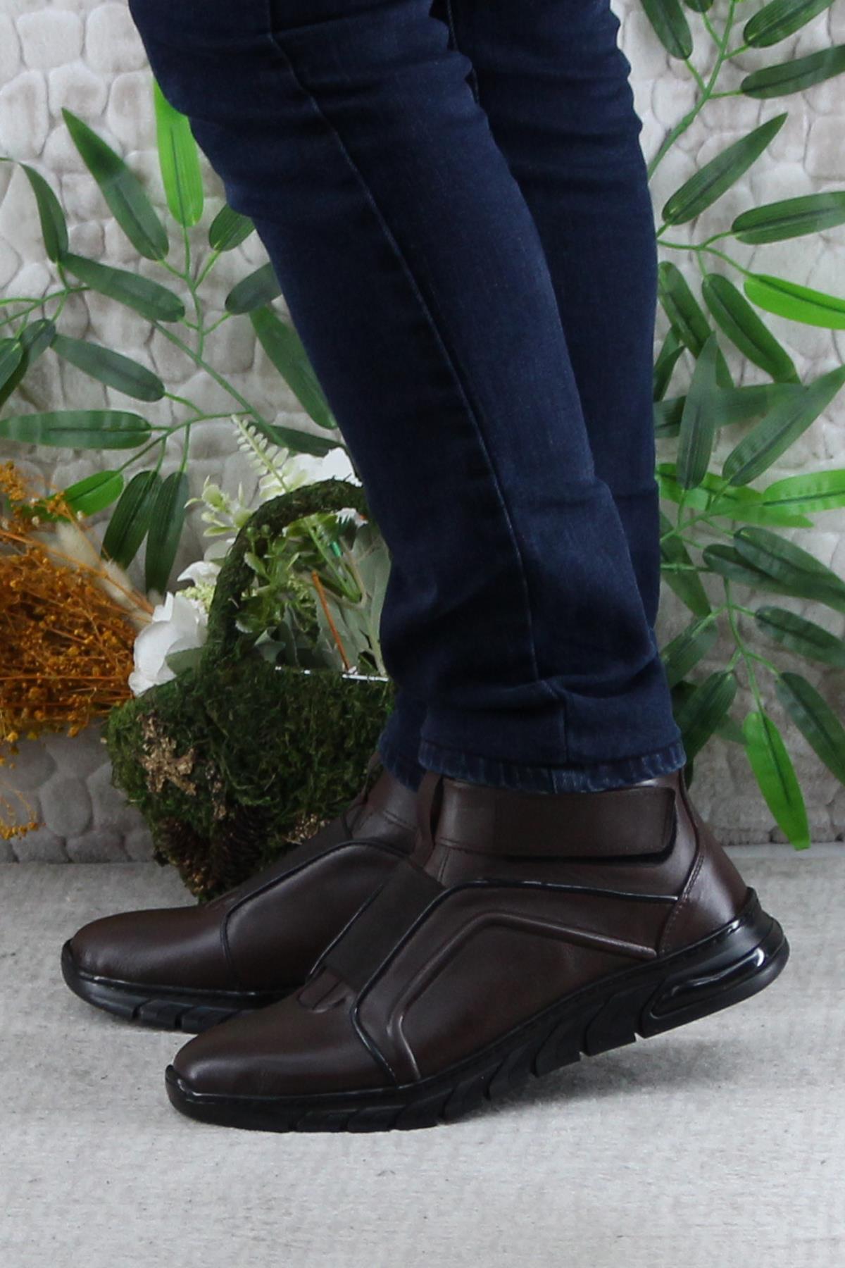 229-1 Kahve Frm Men Çırtlı Kauçuk Taban Hakiki Deri Erkek Bot - Görsel 4