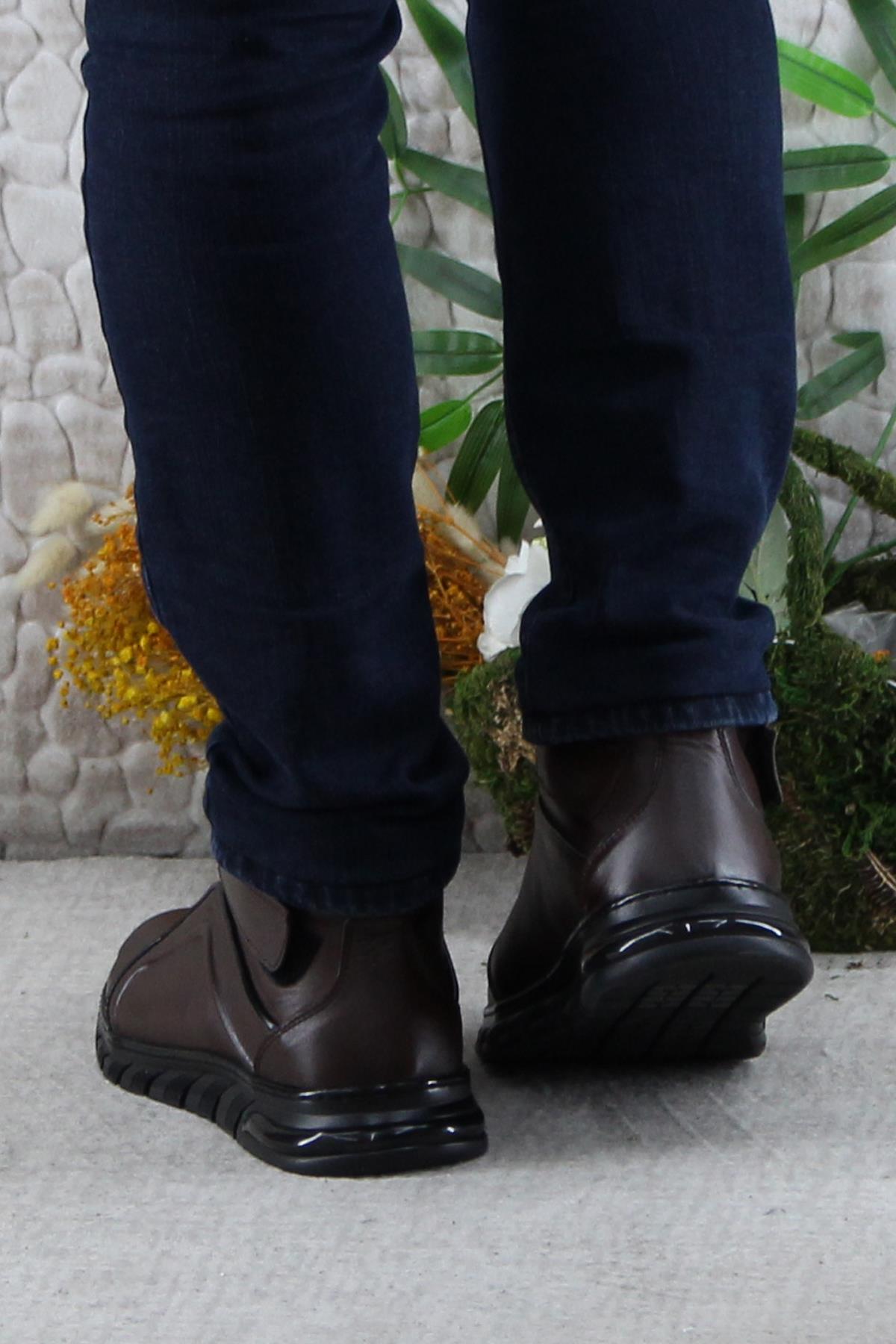 229-1 Kahve Frm Men Çırtlı Kauçuk Taban Hakiki Deri Erkek Bot - Görsel 5