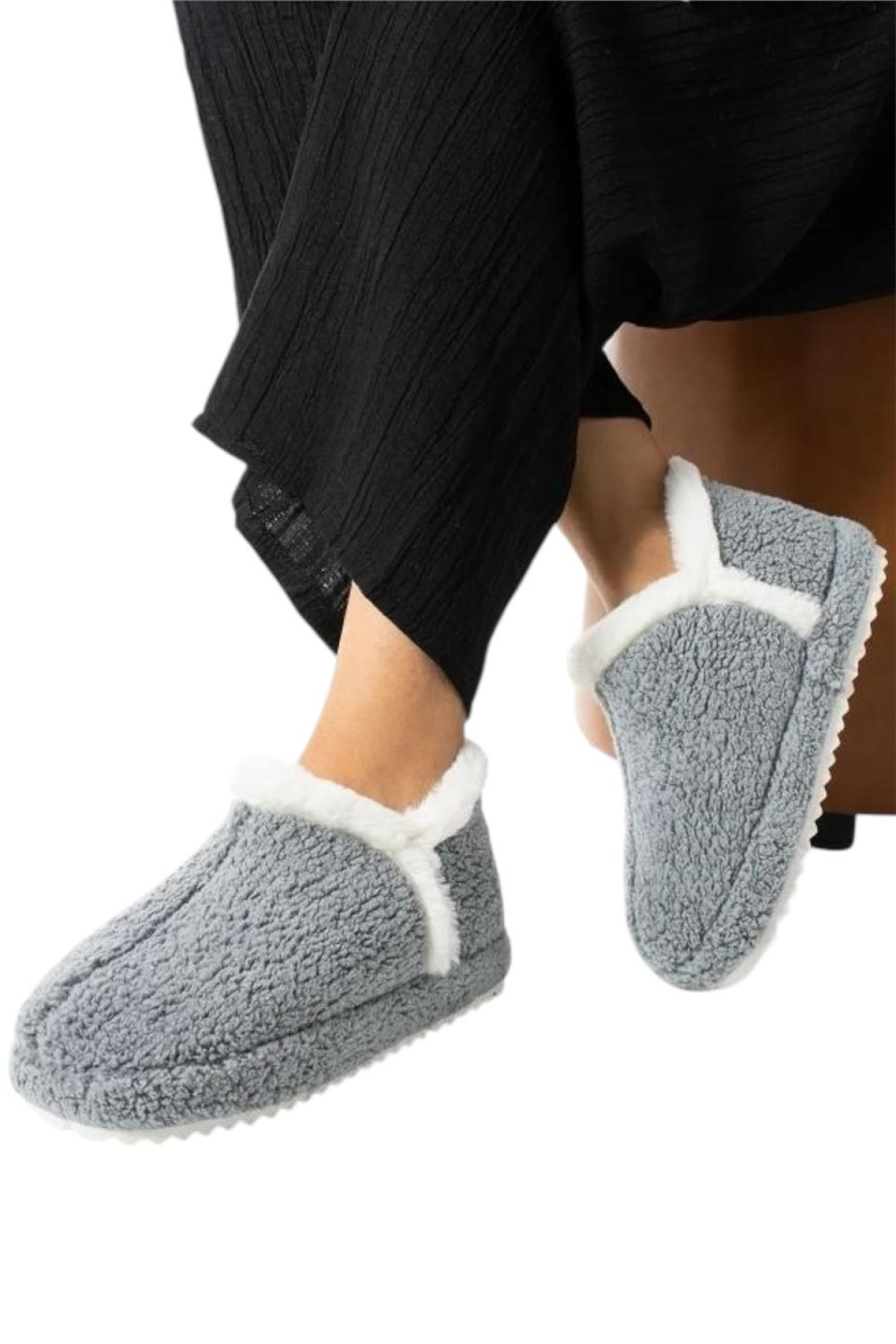 Kadın Panduf | Ev Botu | Ev Ayakkabısı Eva Kalın Hafif Kaymaz Taban GRİ - Görsel 3