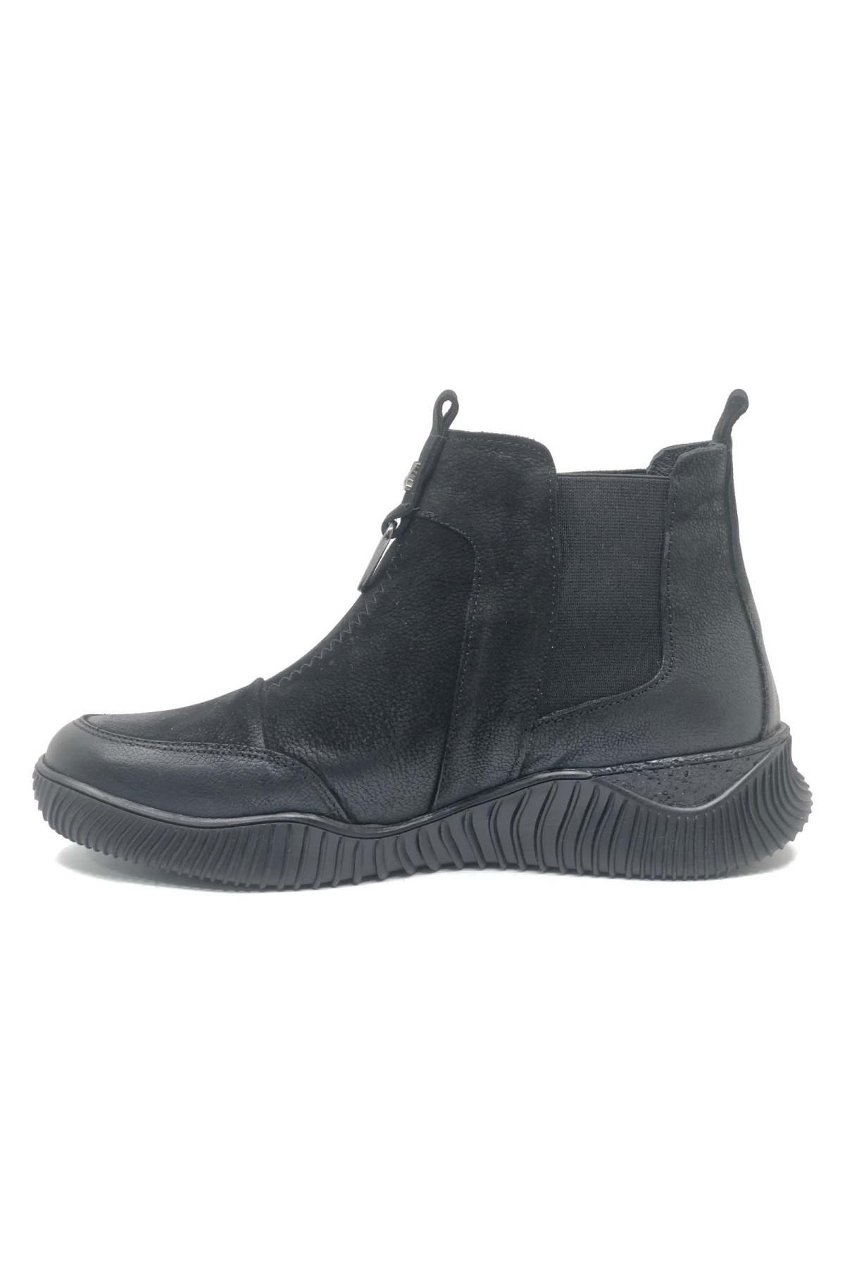 Digi Hakiki Deri Düz Kaymaz Taban Ortopedik Kadın Bot - Görsel 6