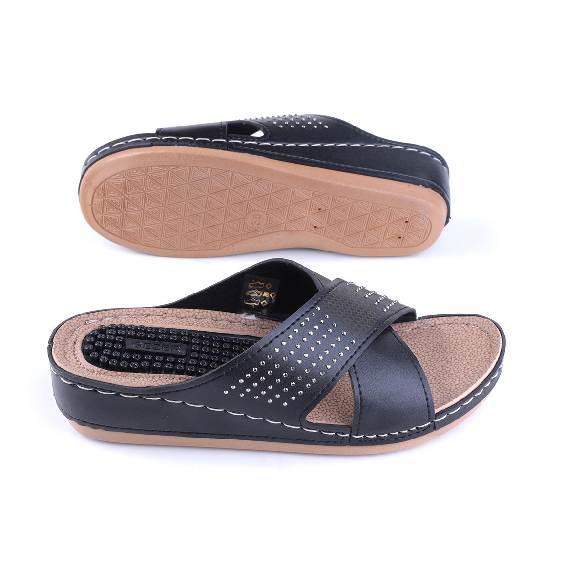 Gezer Gezer Siyah Yazlık Kadın Rahat Taban Günlük Terlik Flo'da! Siyah - 11. görsel