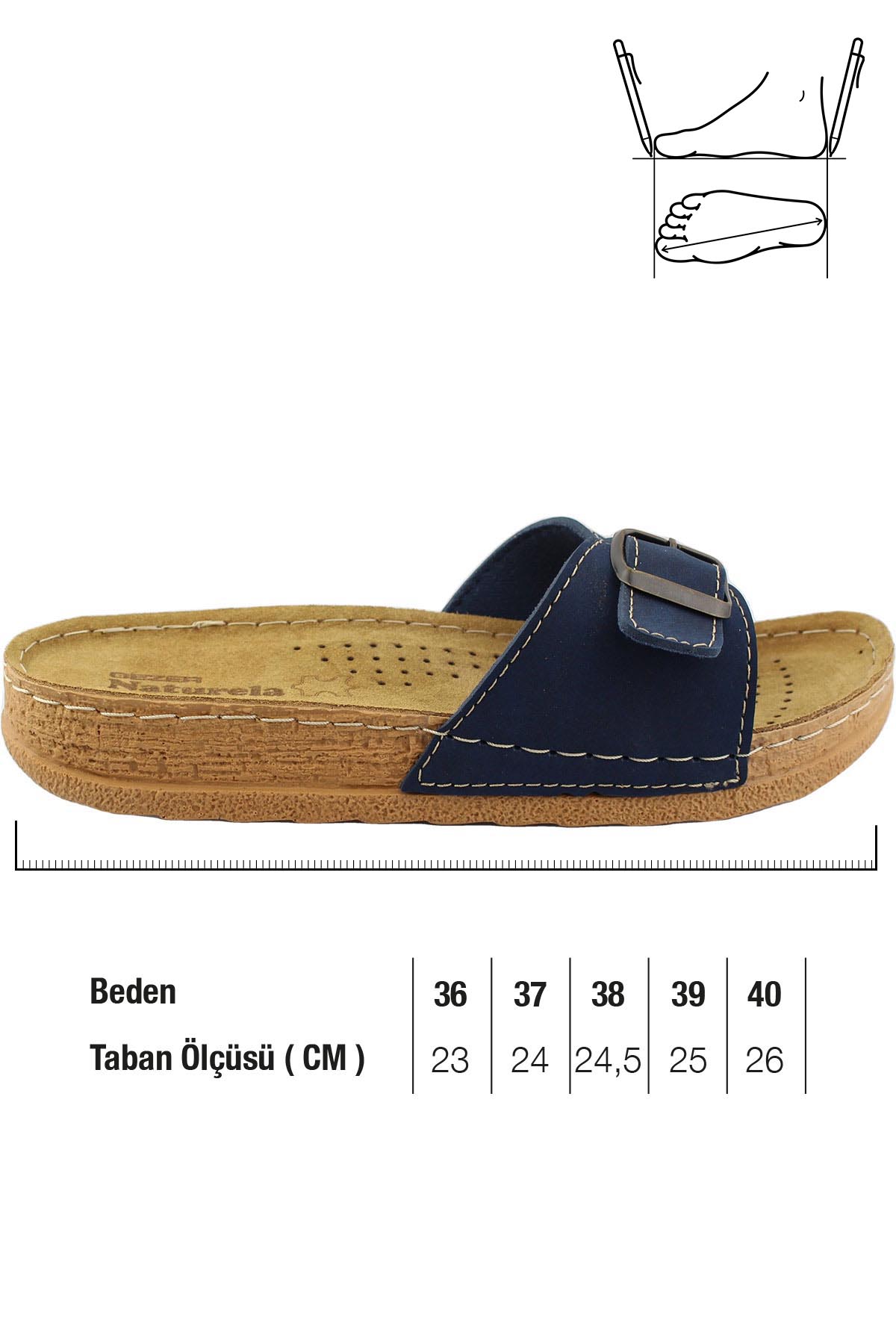 Kadın Yazlık İç Tabanı Hakiki Deri Tek Toka Ayarlanabilir Rahat Taban Günlük Terlik - Görsel 3