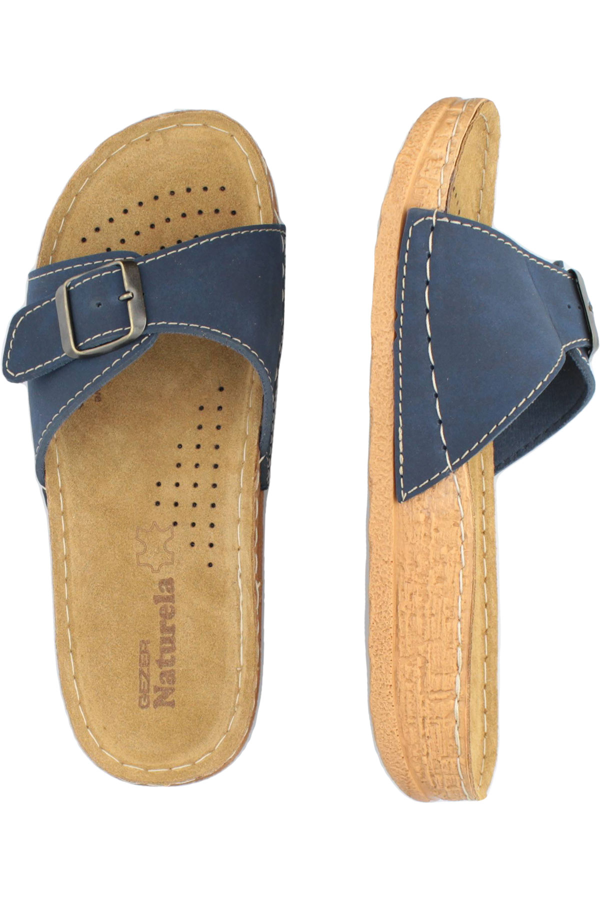 Kadın Yazlık İç Tabanı Hakiki Deri Tek Toka Ayarlanabilir Rahat Taban Günlük Terlik - Görsel 5