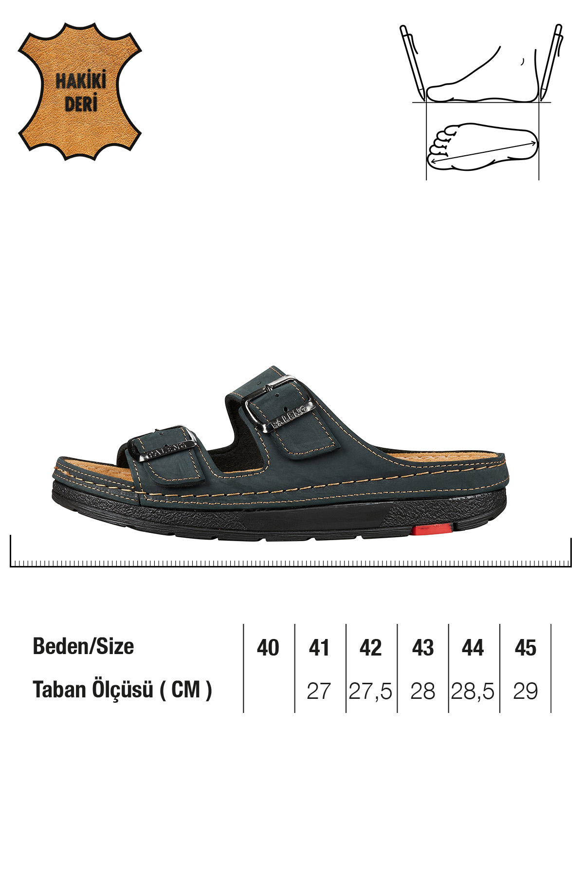 Paleng Gezer Yazlık Hakiki Deri Erkek Terlik - Görsel 3