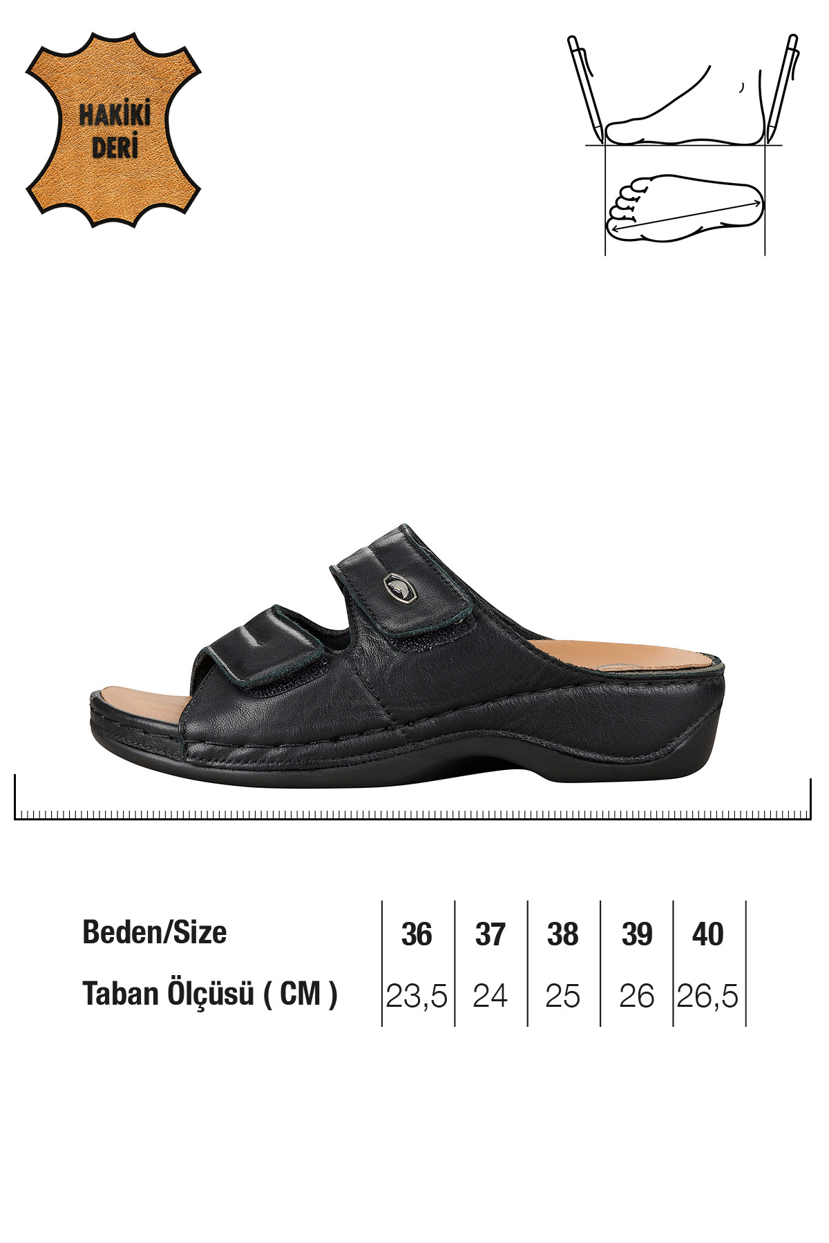 Gezer Kadın Ayarlanabilir Hakik Deri Terlik - Görsel 3