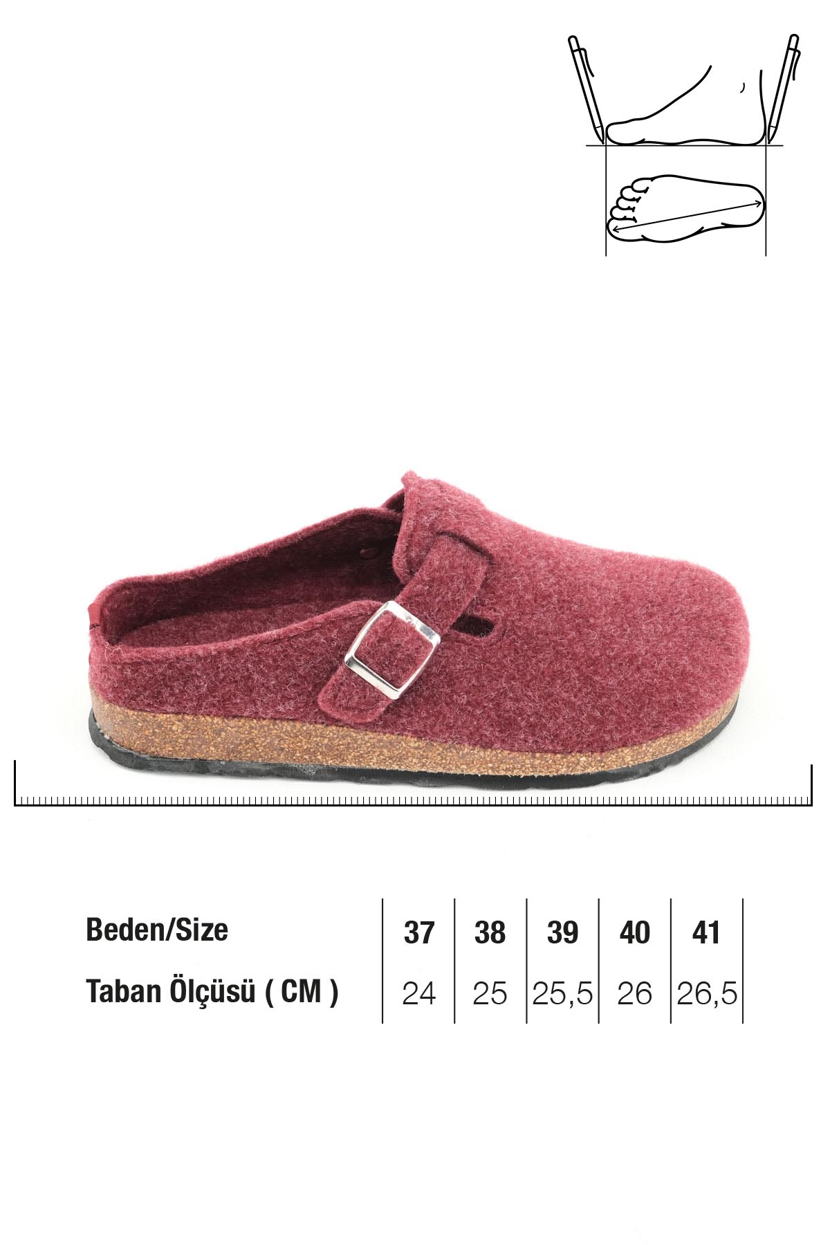 Kışlık Mantar Taban Tokalı Ayarlanabilir Ev Bahçe Kadın Terlik - Görsel 3