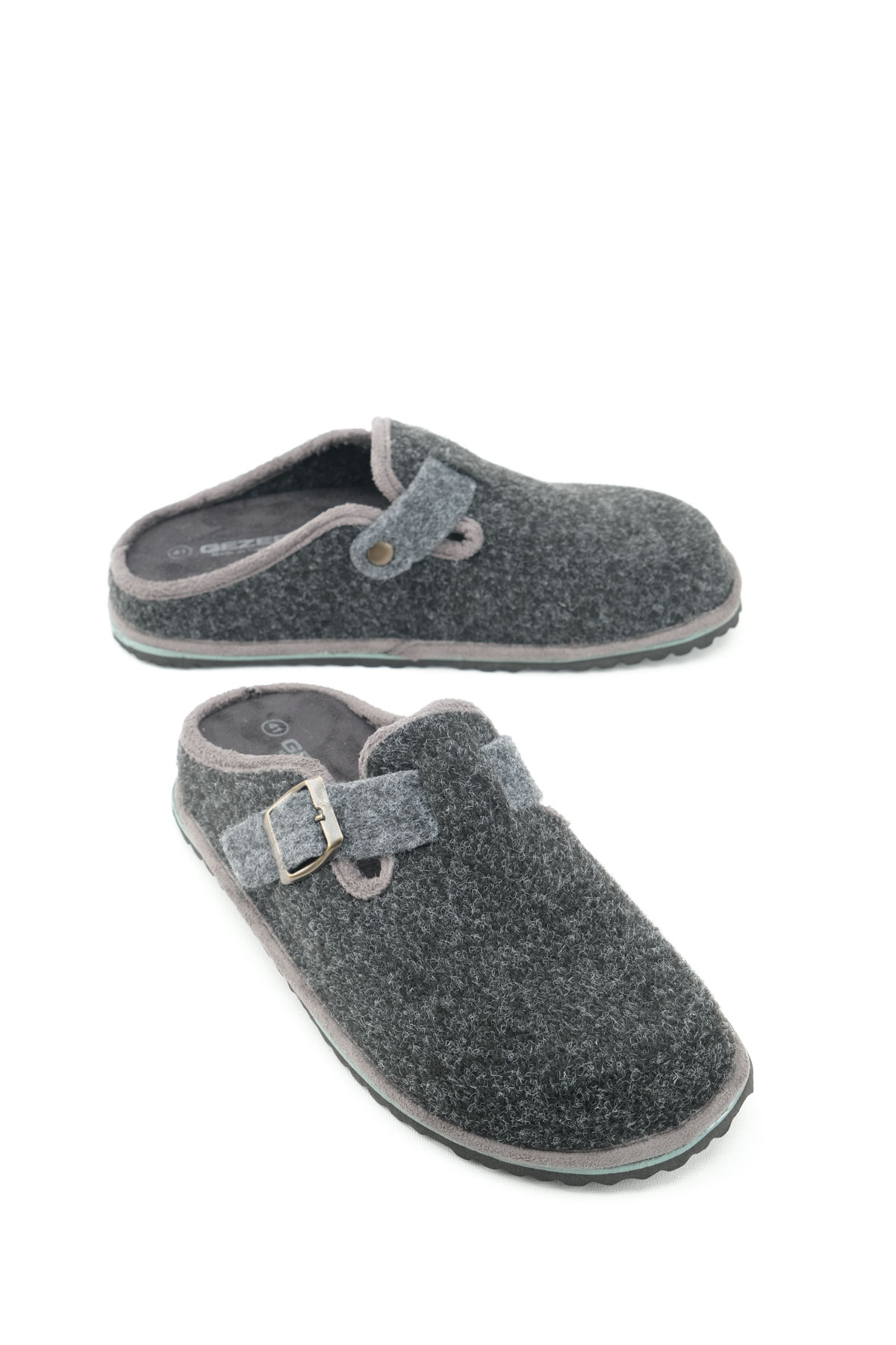 Kışlık Erkek Fashion Tokalı Ayarlanabilir Keçe Ev Bahçe Terlik - Görsel 2