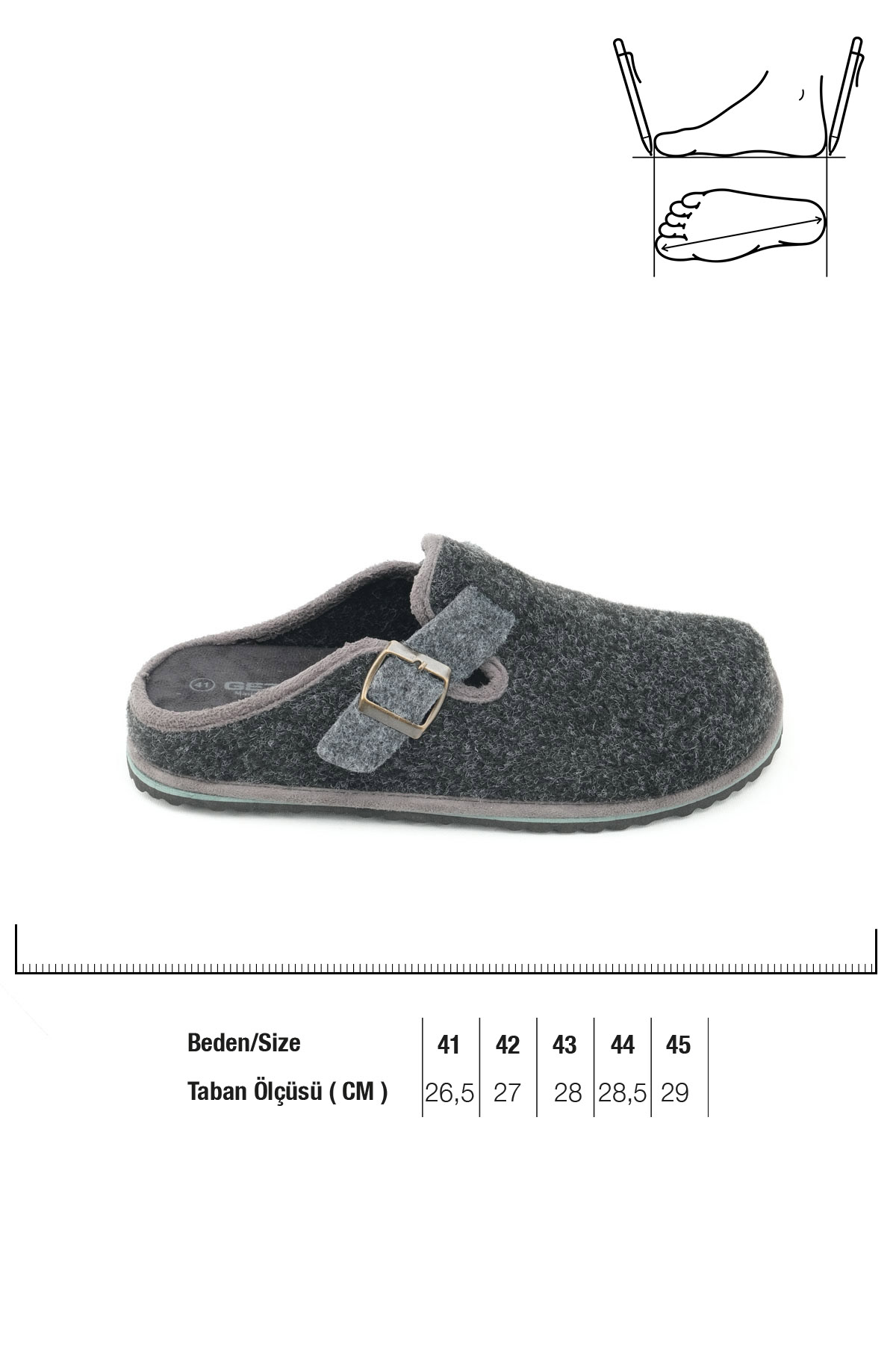 Kışlık Erkek Fashion Tokalı Ayarlanabilir Keçe Ev Bahçe Terlik - Görsel 3