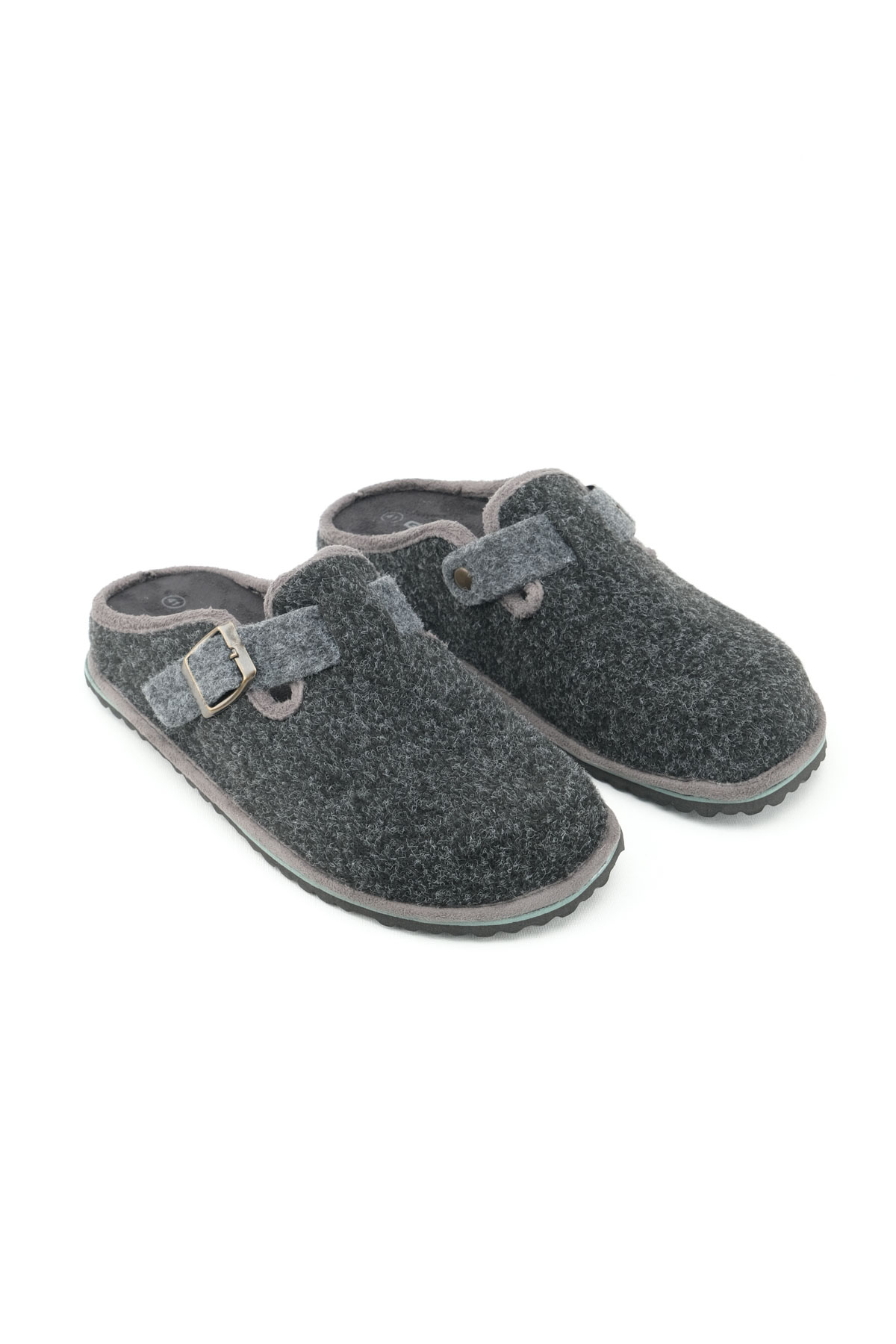 Kışlık Erkek Fashion Tokalı Ayarlanabilir Keçe Ev Bahçe Terlik - Görsel 4