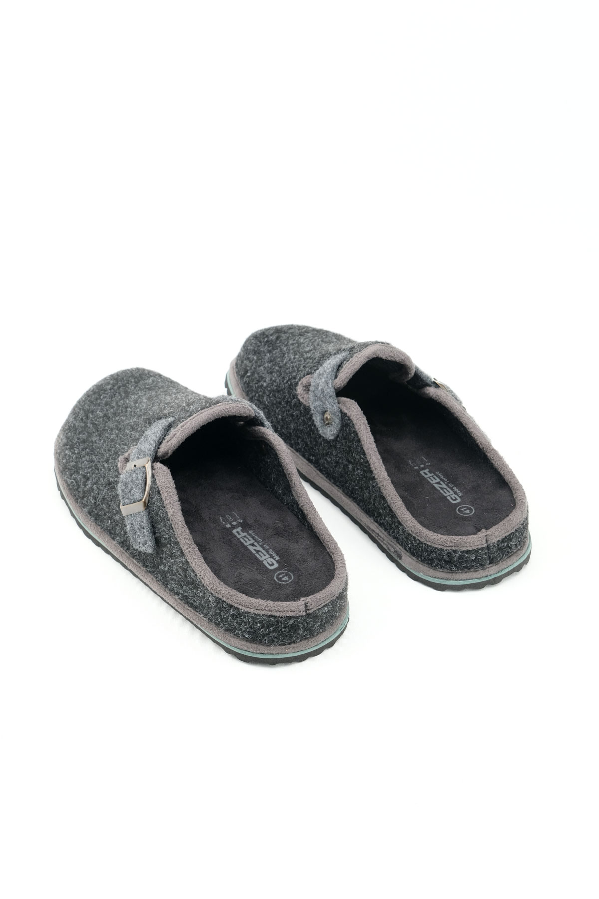 Kışlık Erkek Fashion Tokalı Ayarlanabilir Keçe Ev Bahçe Terlik - Görsel 5