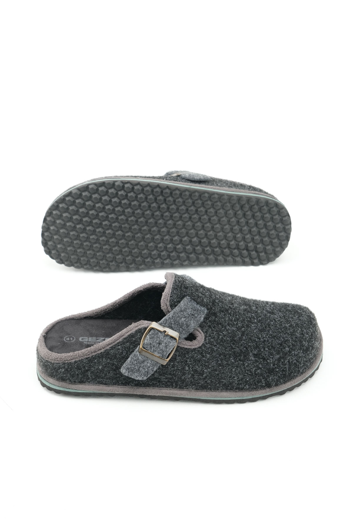 Kışlık Erkek Fashion Tokalı Ayarlanabilir Keçe Ev Bahçe Terlik - Görsel 6