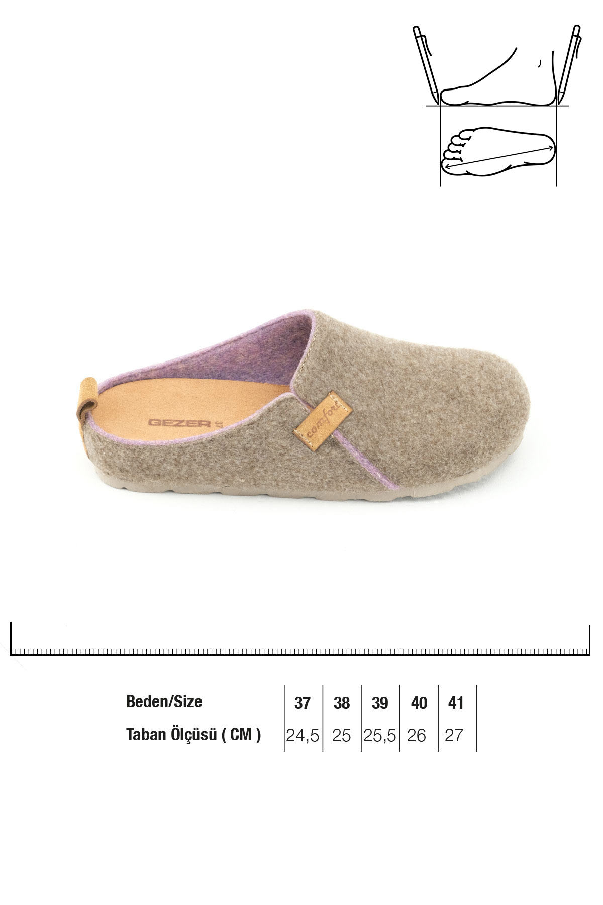 Kışlık Keçe Comfort Taban Kadın Ev Bahçe Terlik - Görsel 3