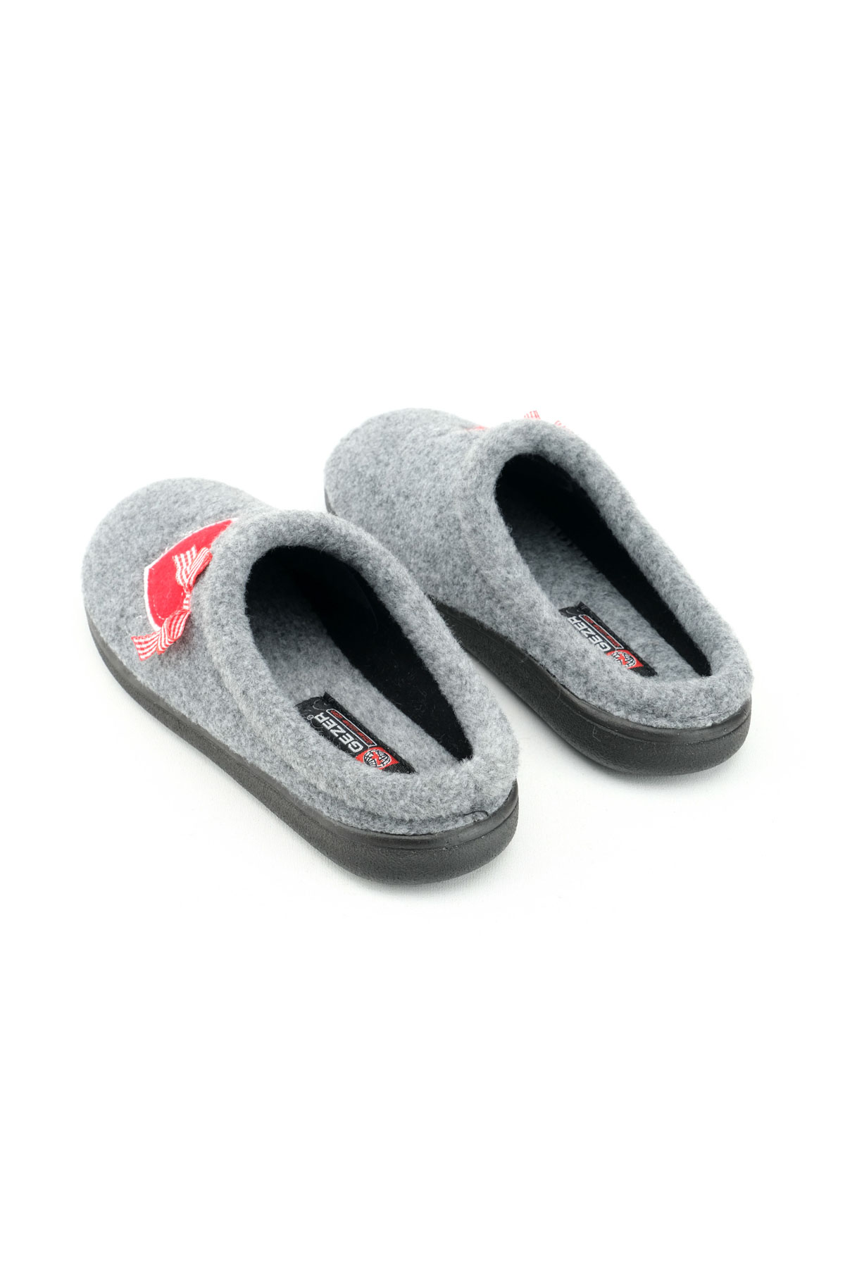 Kışlık Kadın Ev Bahçe Comfort Taban Nakışlı Kalp Desenli Keçe Terlik - Görsel 8