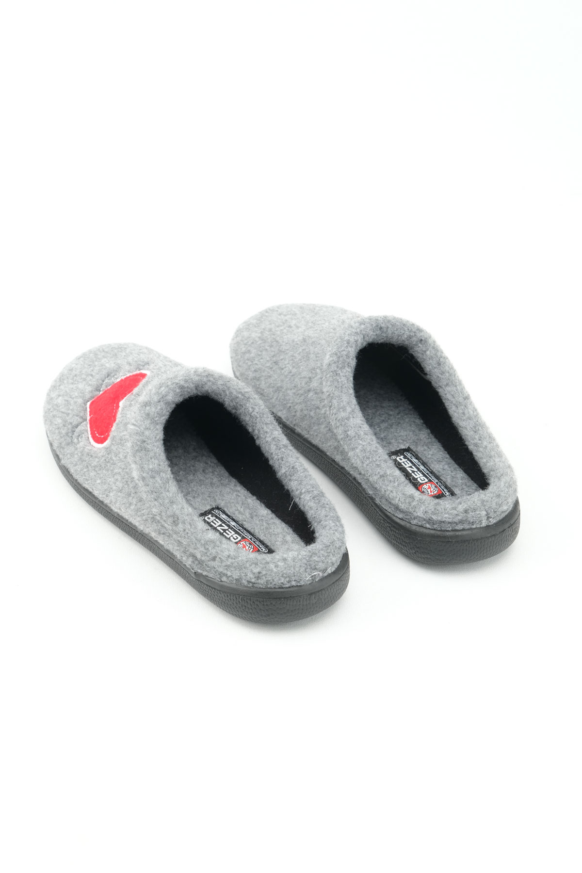 Kışlık Kadın Ev Bahçe Comfort Taban Nakışlı Kalp Desenli Keçe Terlik - Görsel 5