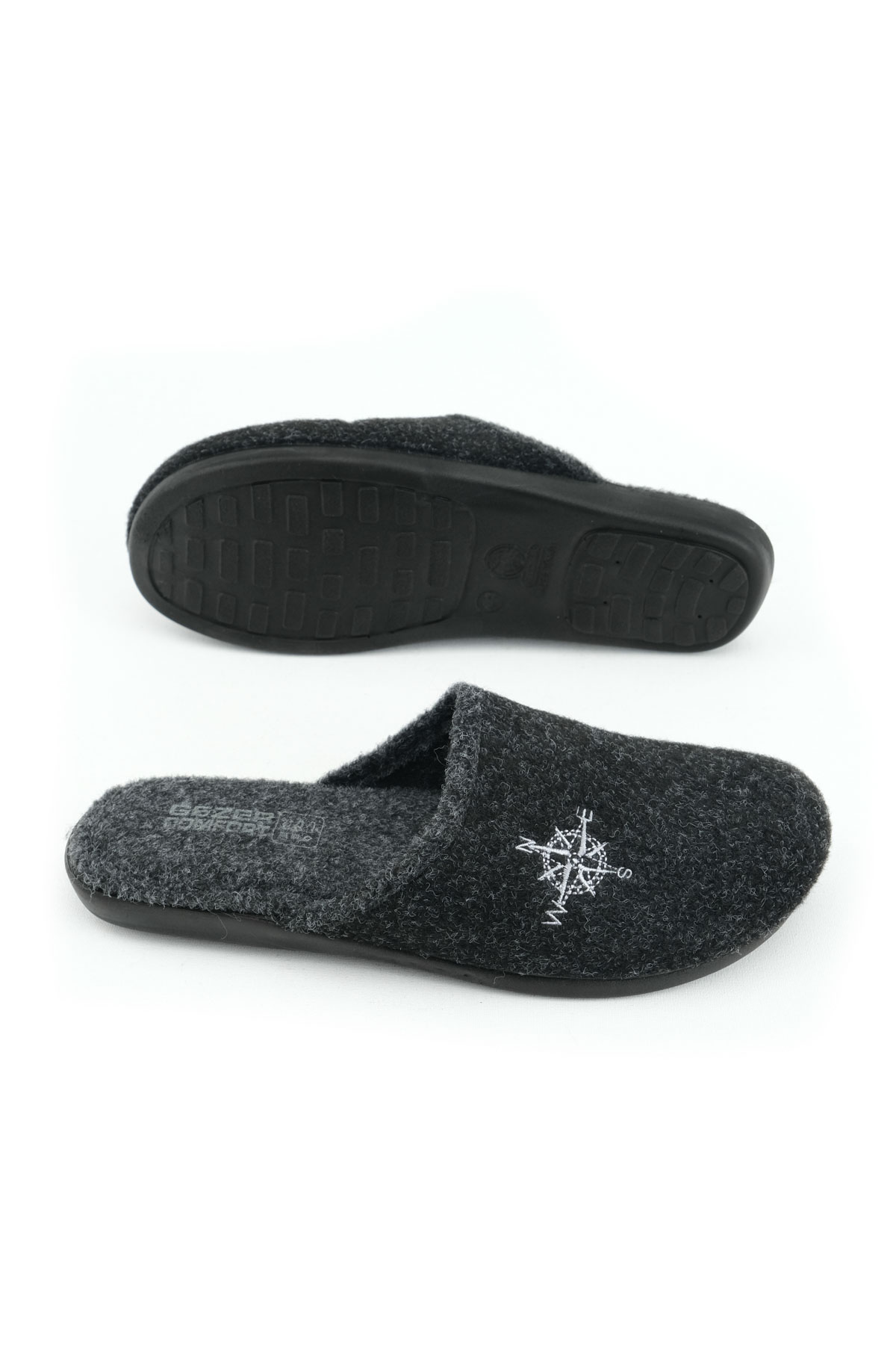 Kışlık Erkek Keçe Çıkarılabilir Taban Ev Bahçe Terlik - Görsel 6