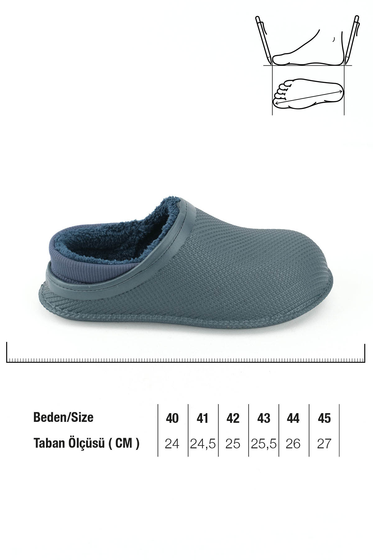 Erkek Kışlık Eva İçi Peluşlu Sessiz Taban Ev Bahçe Terlik - Görsel 3