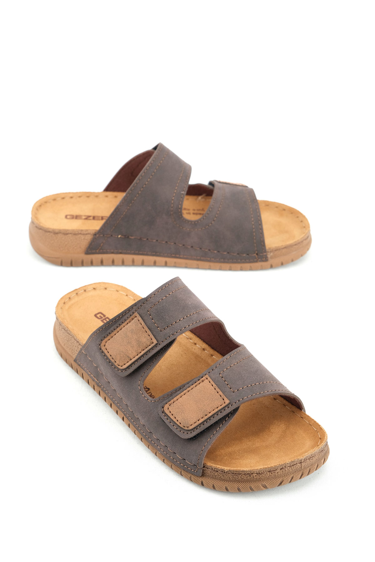 Erkek Yazlık Tasarım Çift Cırtlı Ayarlanabilir Suni Deri Rahat Taban Günlük Terlik - Görsel 2