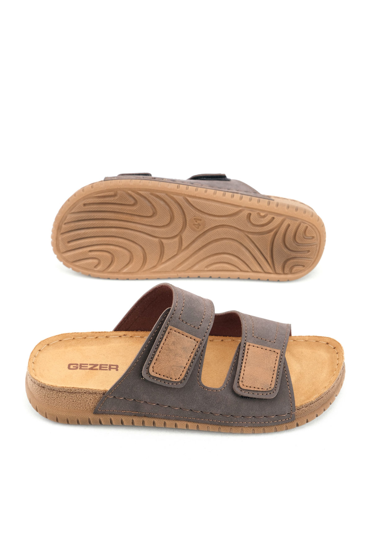 Erkek Yazlık Tasarım Çift Cırtlı Ayarlanabilir Suni Deri Rahat Taban Günlük Terlik - Görsel 6