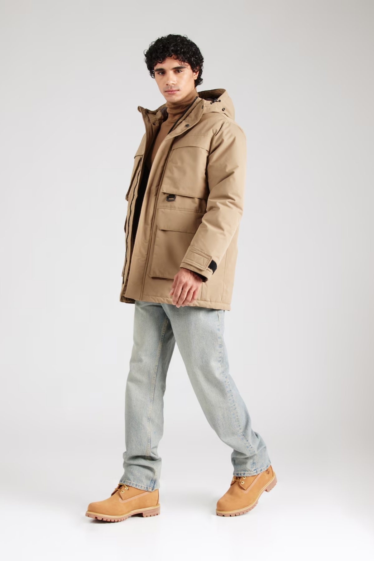 sleepy parka 25Aw brown 定価13.2万円 Erkek Jjstar Rüzgar Geçirmez Kapüşonu Kürklü Parka 12256892 Vizon