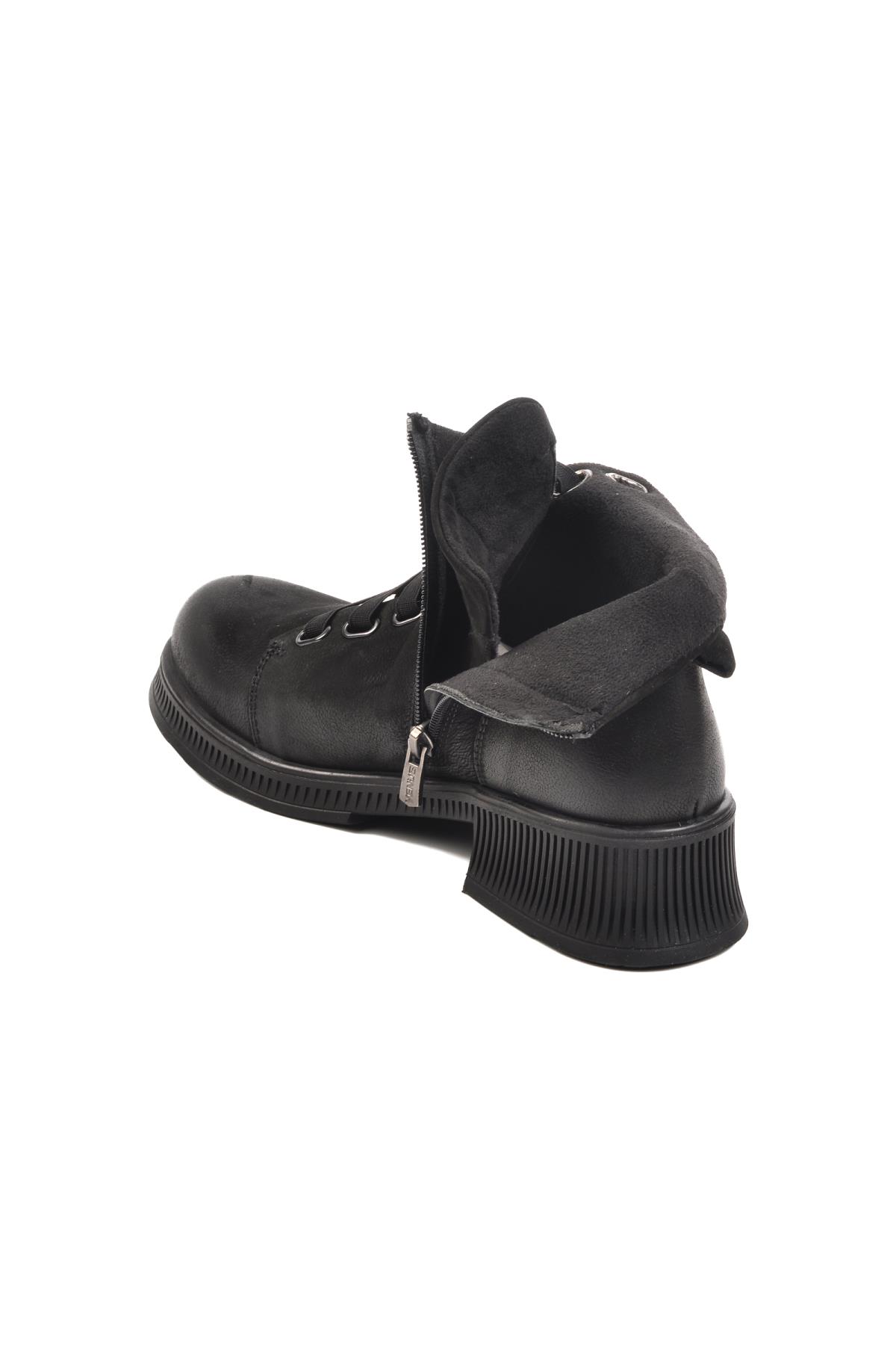 2452701K Siyah Nubuk İçi Polarlı Hakiki Deri Kadın Bot - Görsel 5