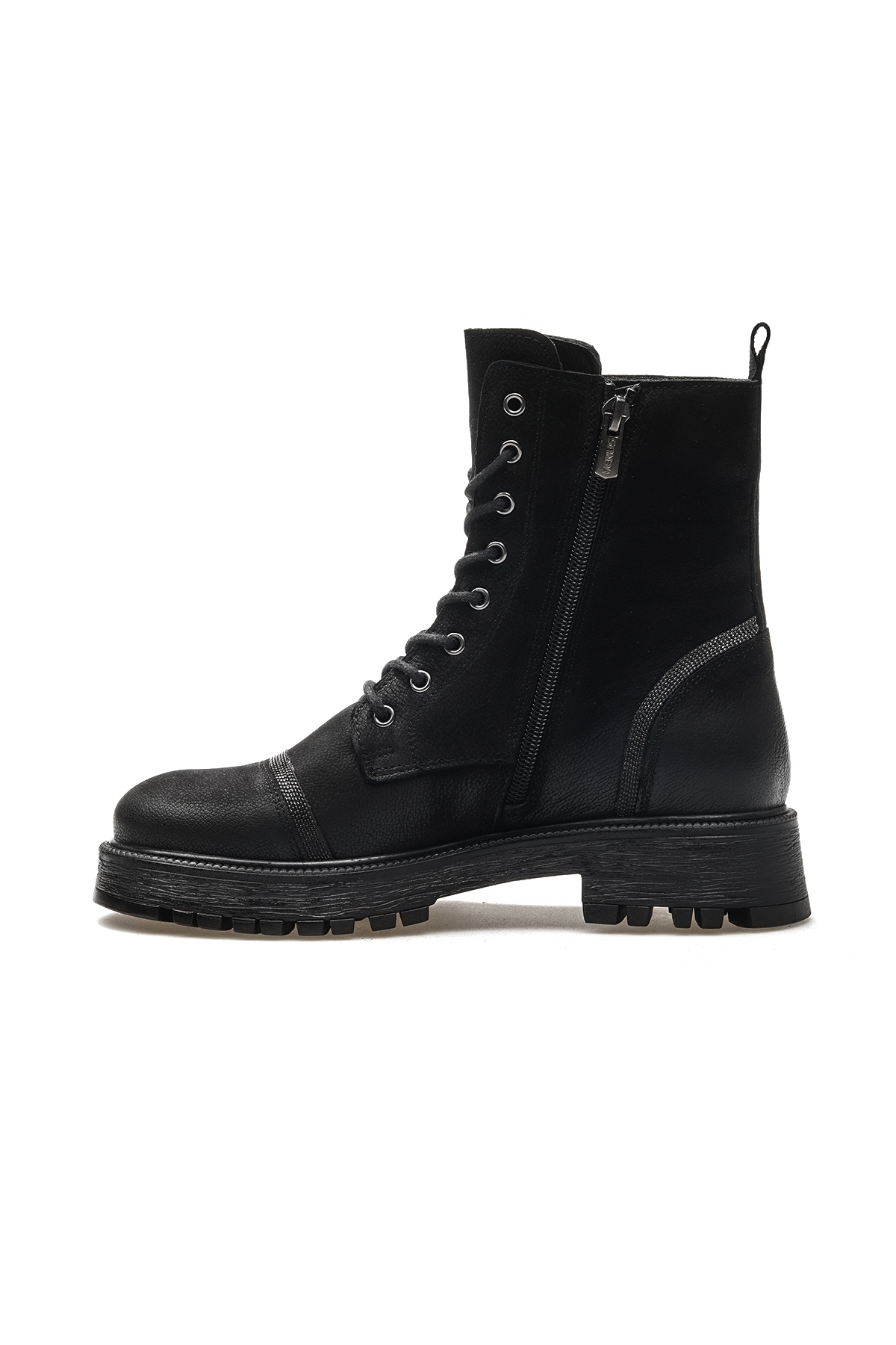 Kadın Hakiki Deri Taş Detaylı Postal Günlük Bot 24k 2052604k Z Siyah Nubuk - Görsel 3