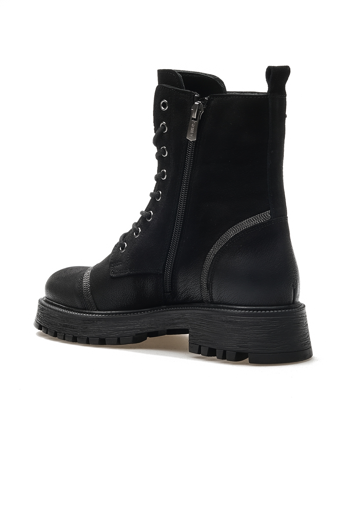 Kadın Hakiki Deri Taş Detaylı Postal Günlük Bot 24k 2052604k Z Siyah Nubuk - Görsel 4