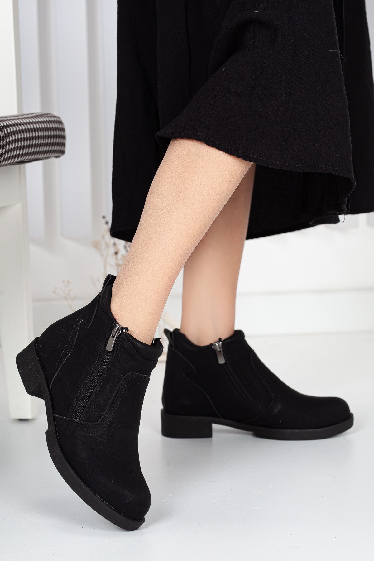 2016 Çift Fermuarlı Düz Taban Kadın Bot - Görsel 2