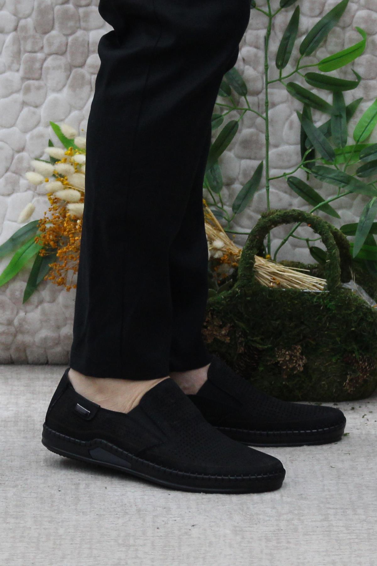 030 Siyah Nubuk Hakiki Deri Erkek Ayakkabı - Görsel 2